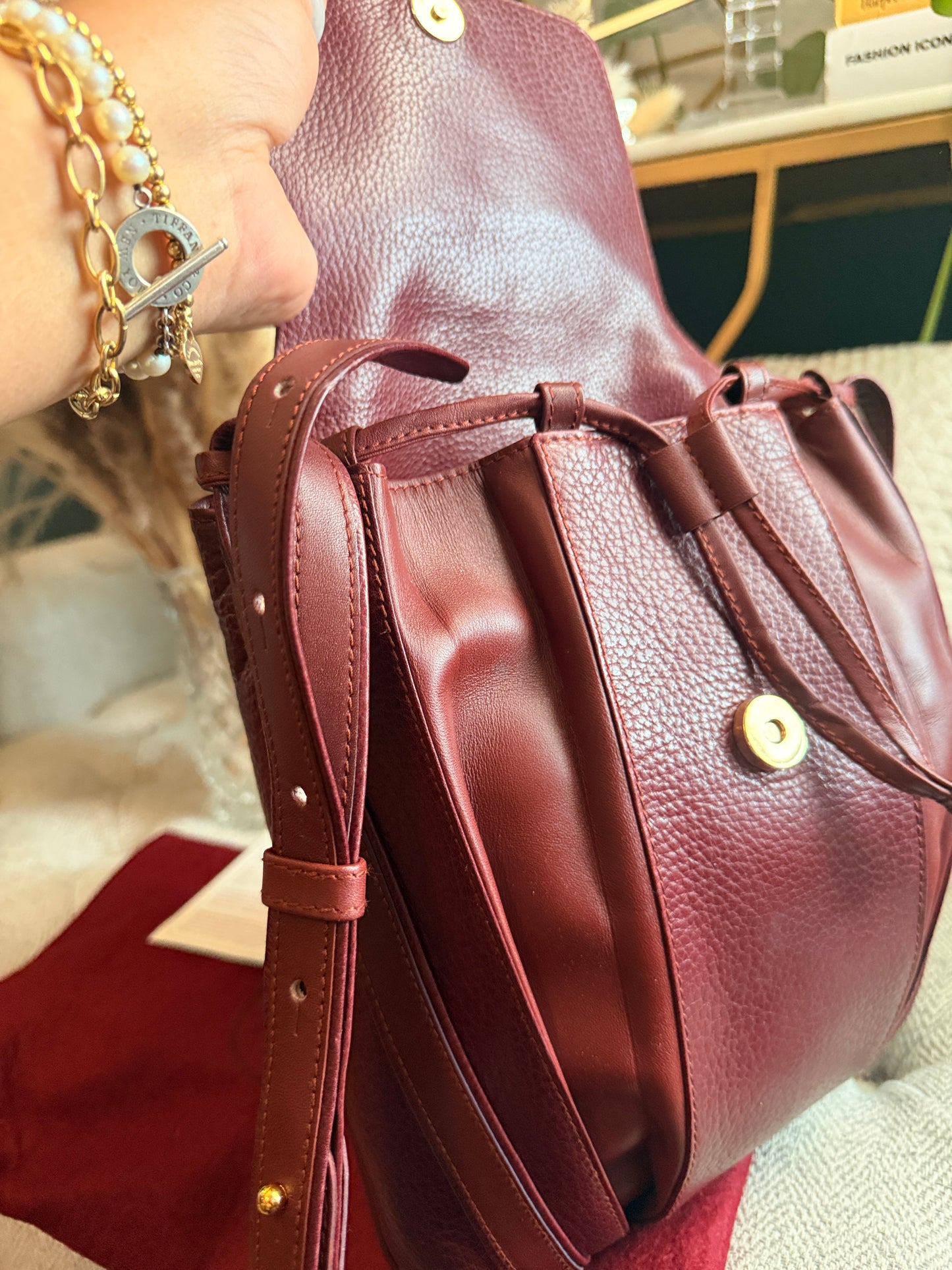 Cartier Vintage Burgundy Leather Crossbody