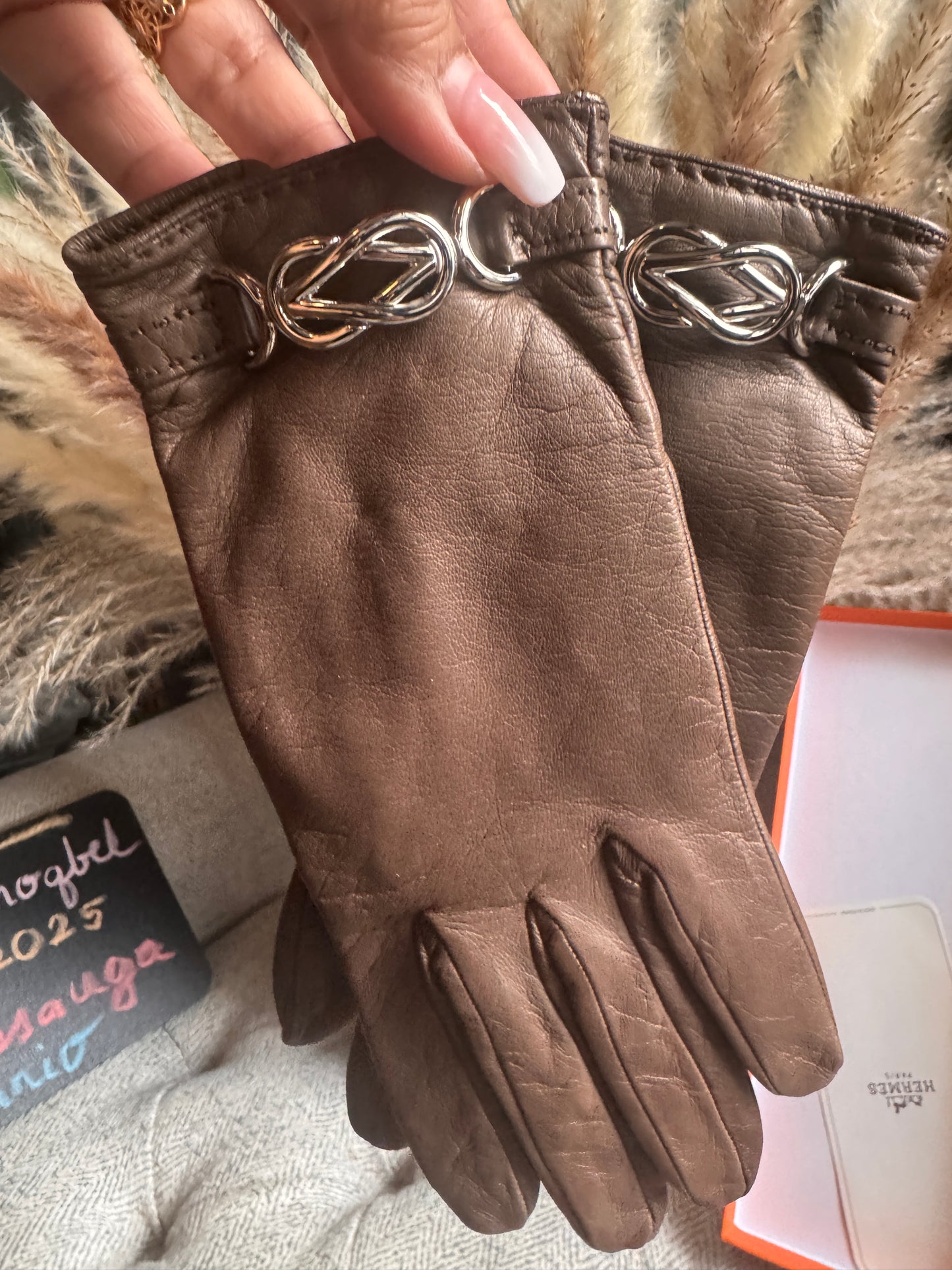 Hermes Fantaisie Leather Gloves