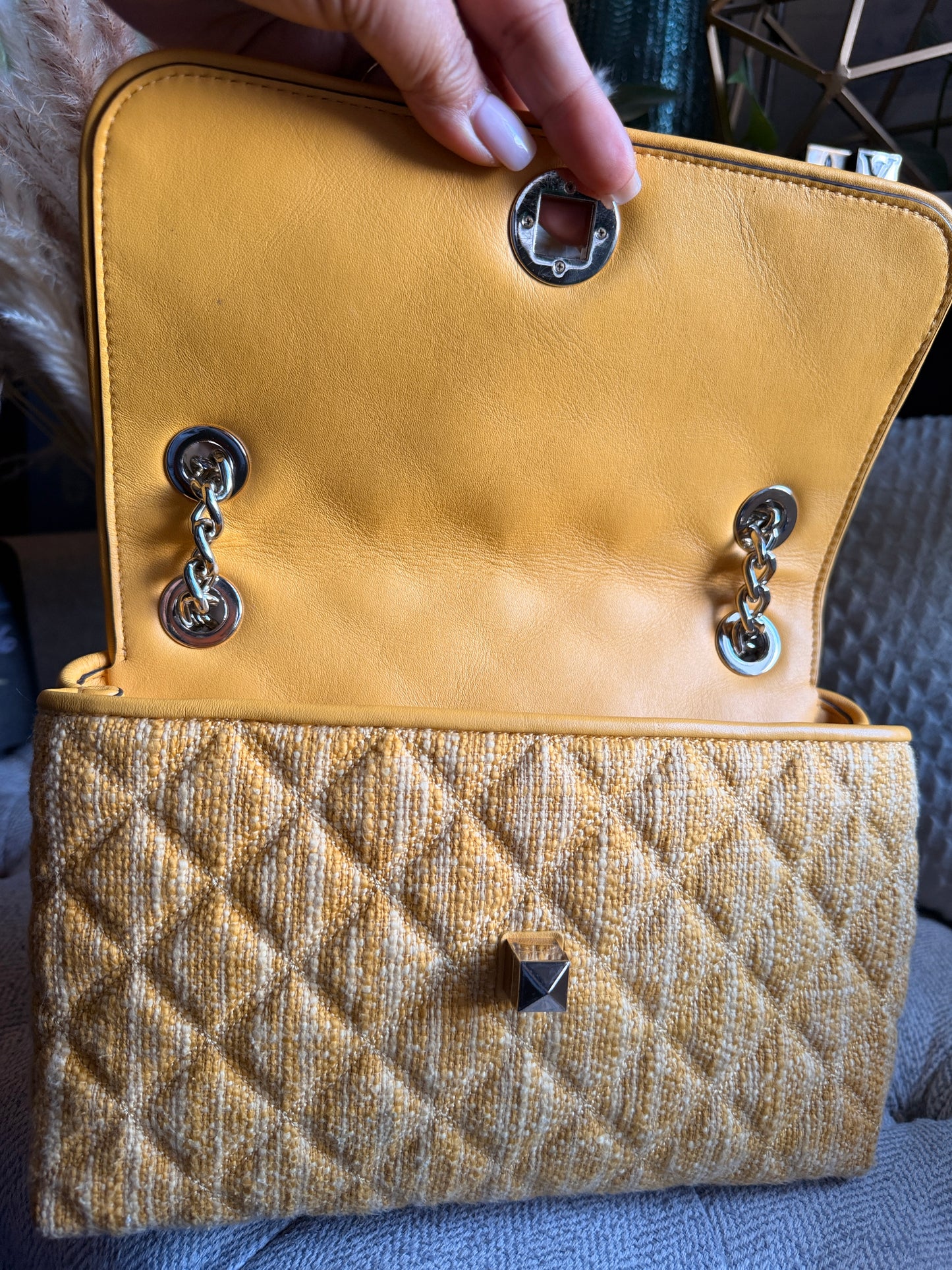 Kate Spade Quilted Chain-Handle Shoulder Bag in Mustard Yellow