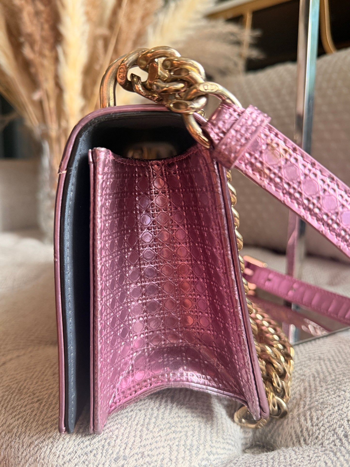Christian Dior Diorama in Small-Metallic Pink