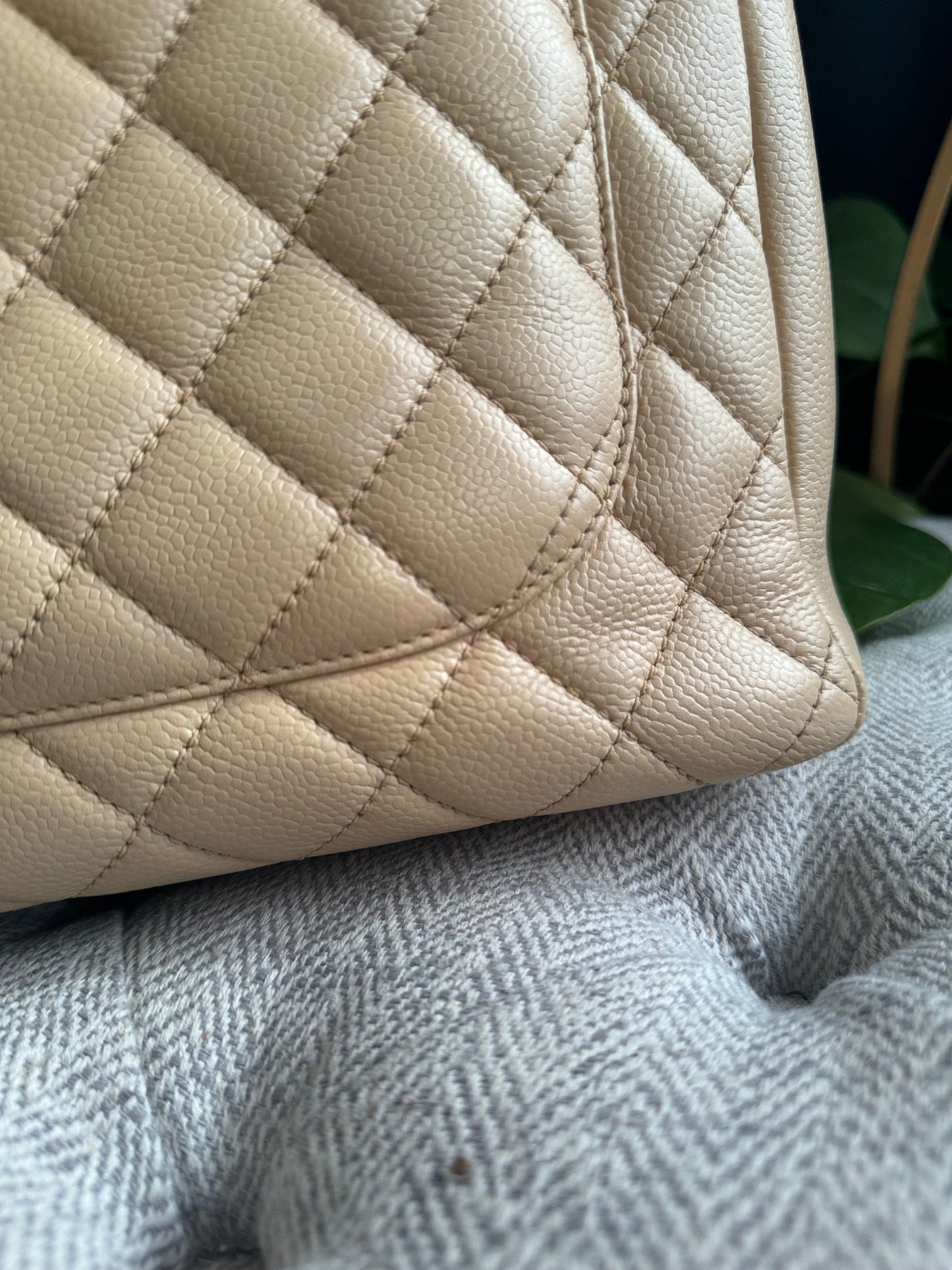 Chanel GST in Beige Caviar with Gold Hardware