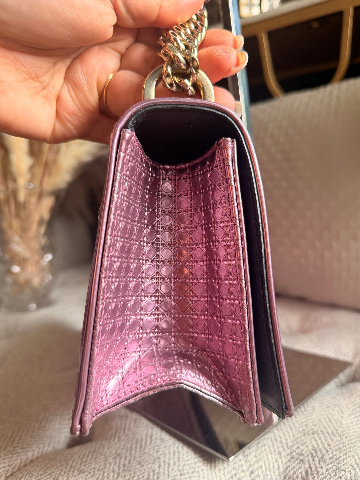Christian Dior Diorama in Small-Metallic Pink