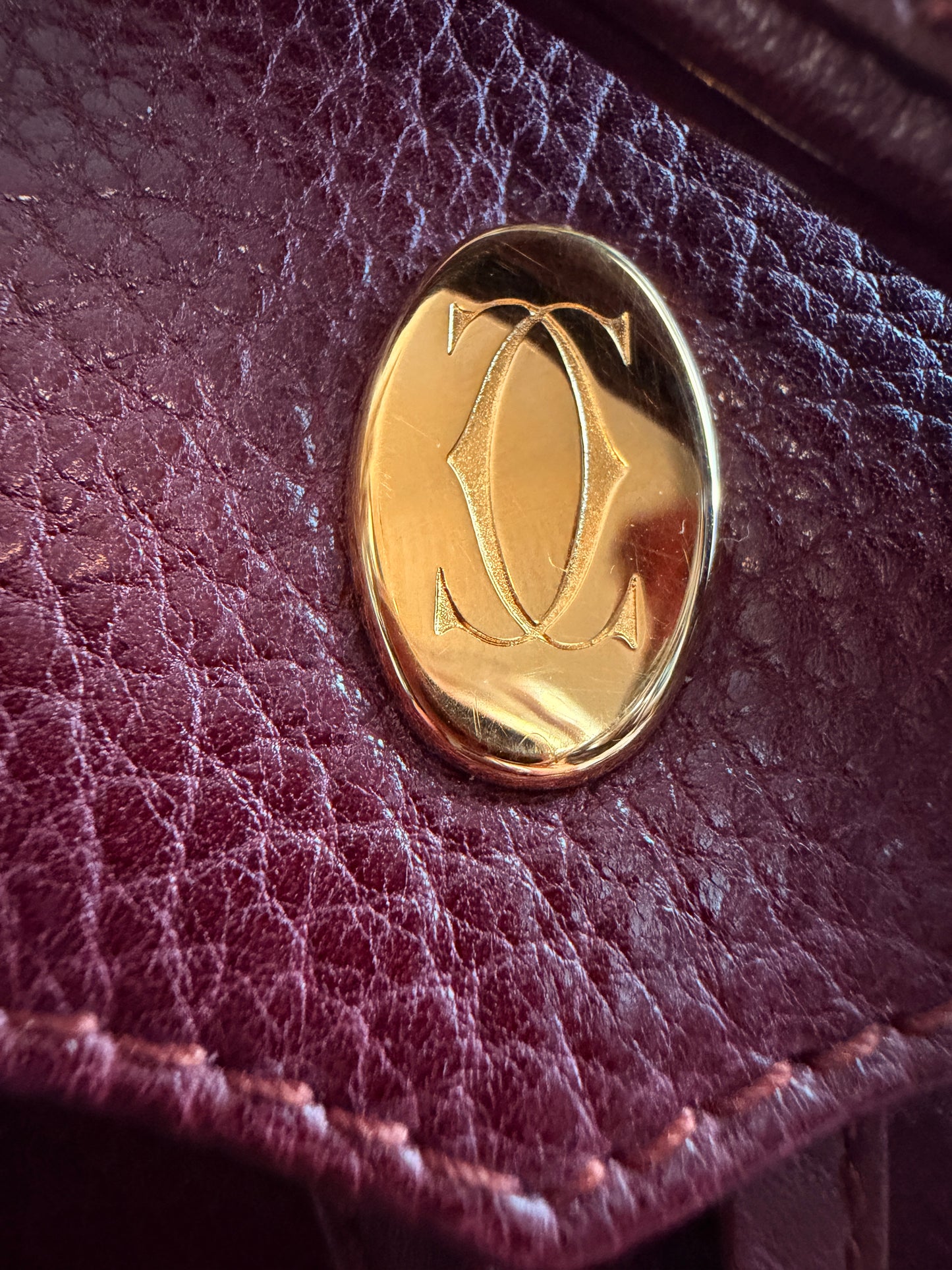 Cartier Vintage Burgundy Leather Crossbody