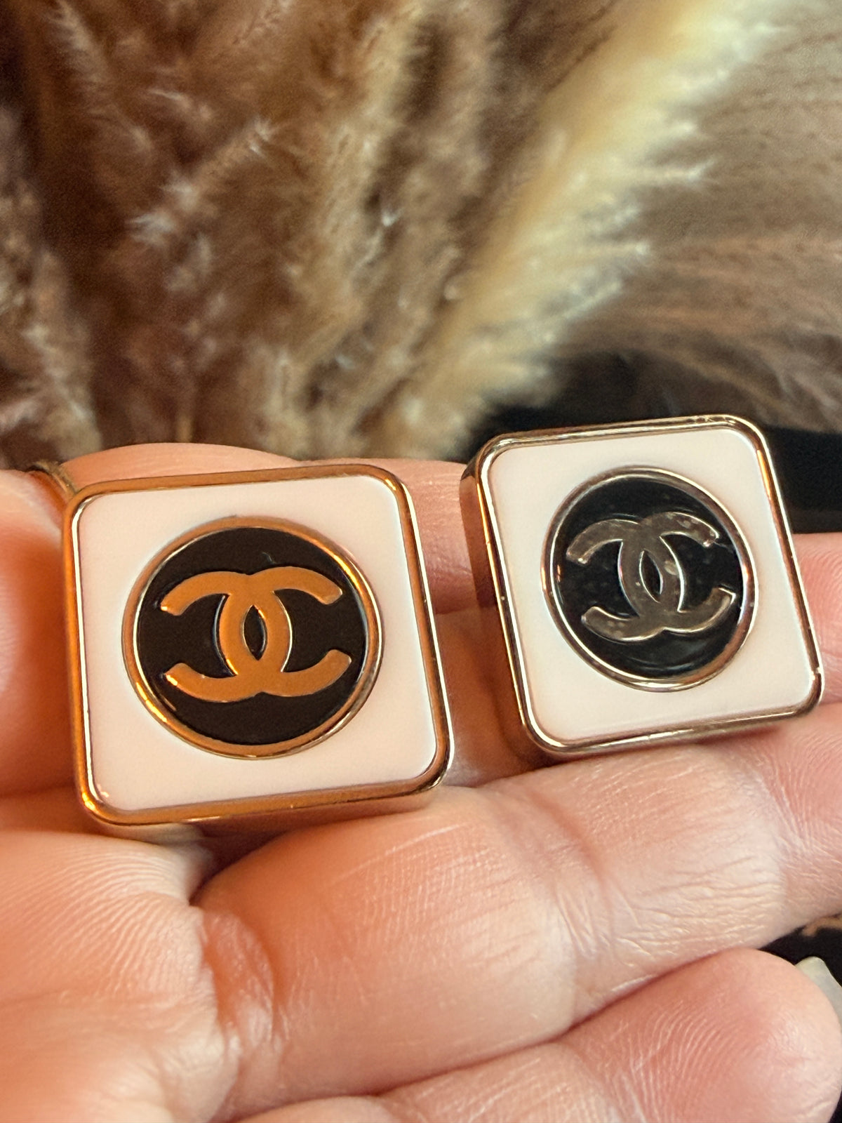 Chanel Square Enamel CC Logo Earrings