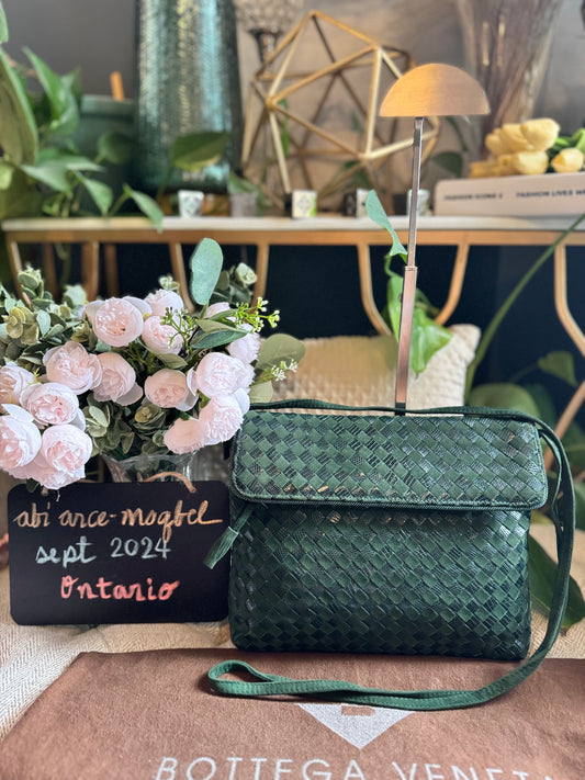 Bottega Veneta Emerald Green Vintage Intreciatto Crossbody