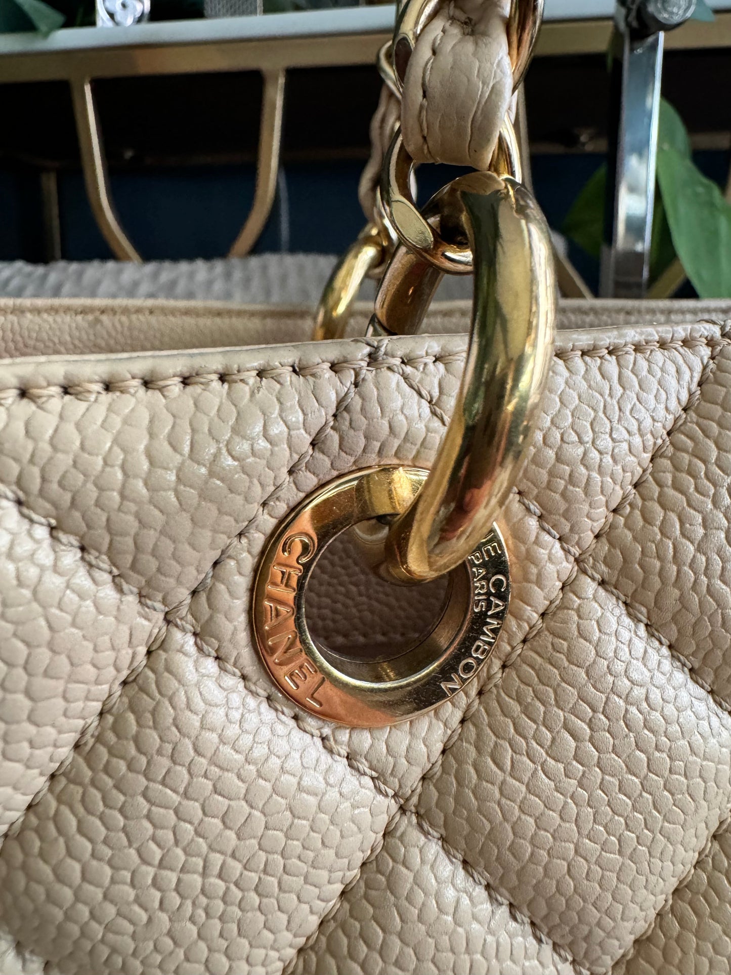 Chanel GST in Beige Caviar with Gold Hardware