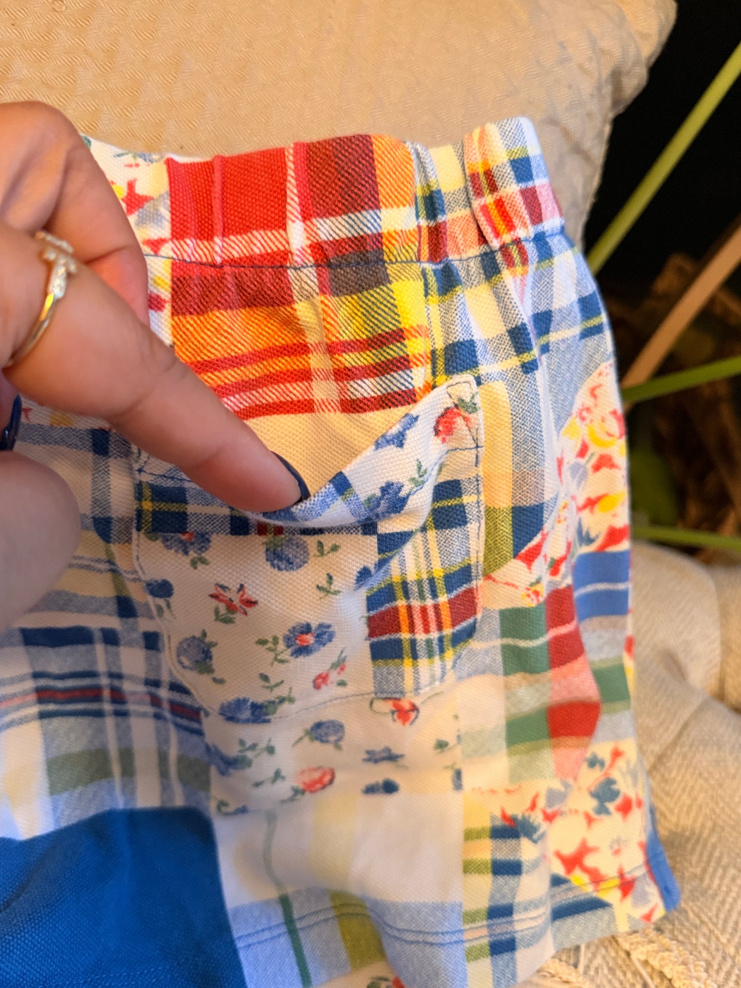 Polo by Ralph Lauren Girls' Red Blue Yellow Cream Patchwork Shorts