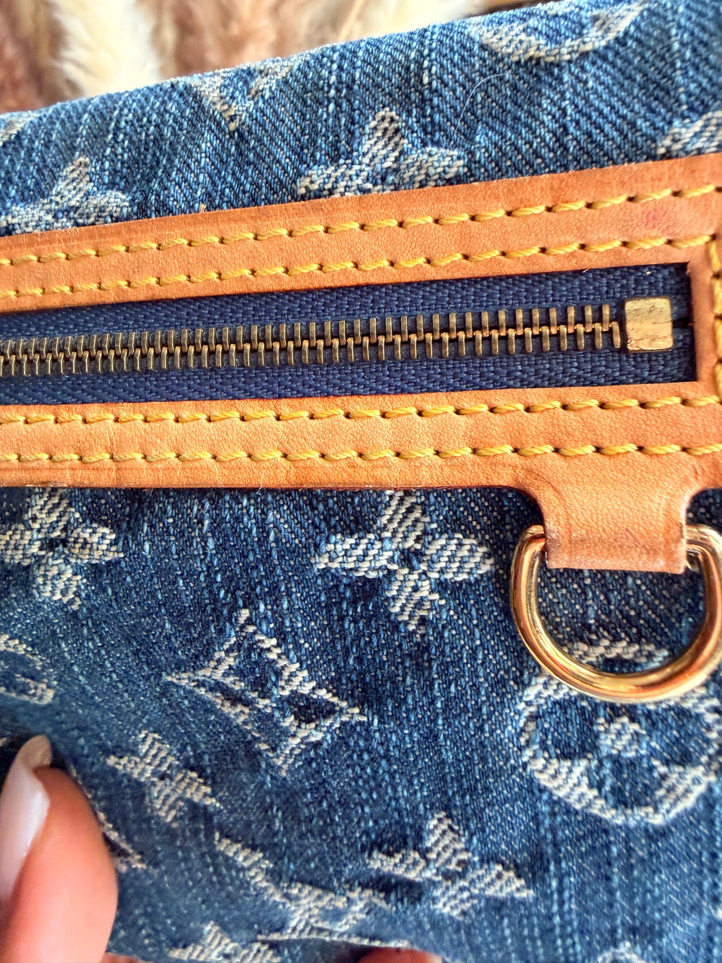 Louis Vuitton Blue Monogram Denim Pochette Plat clutch