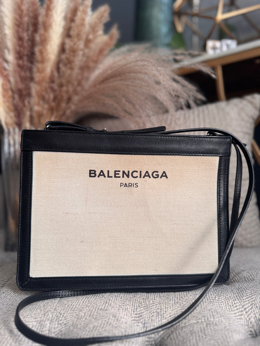 Balenciaga Navy Canvas Pochette