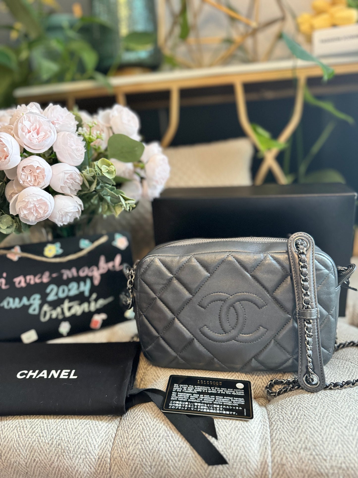 Chanel Diamond Stitch Camera Bag in Dark Silver Grey