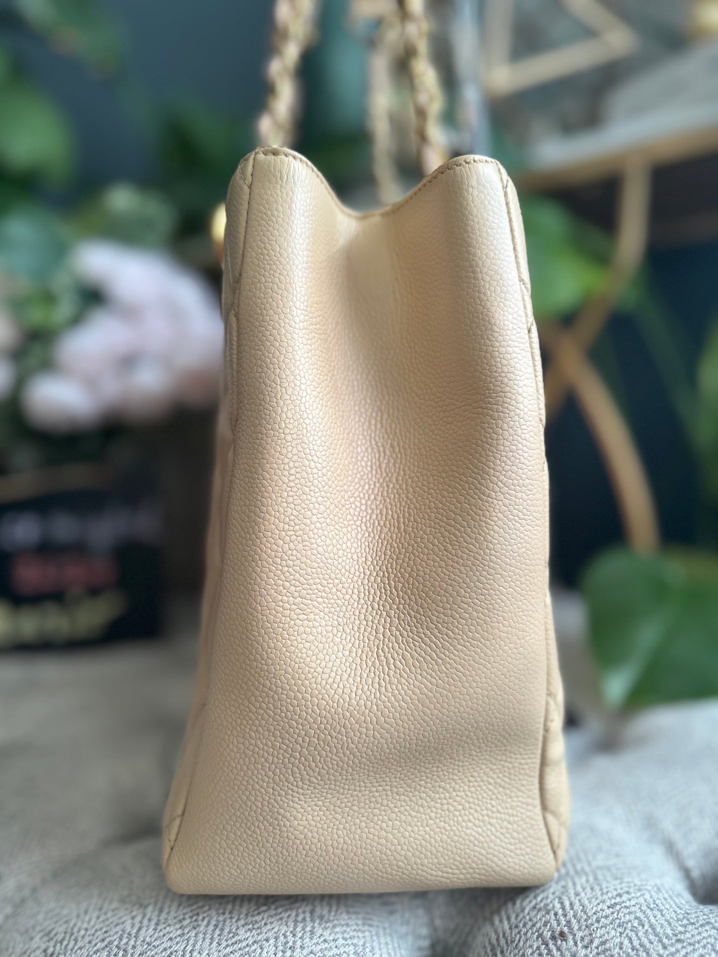 Chanel GST in Beige Caviar with Gold Hardware