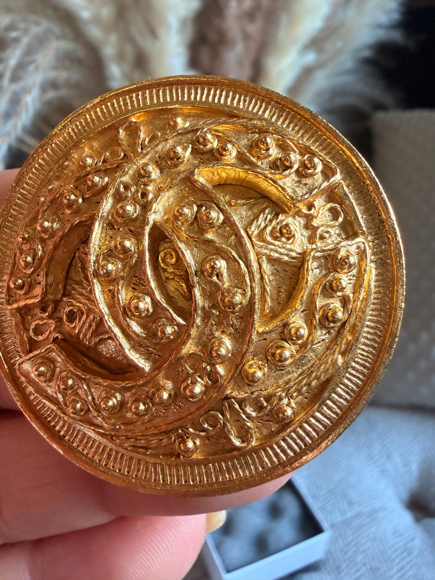 Chanel Vintage 24K Gold Plated Brooch