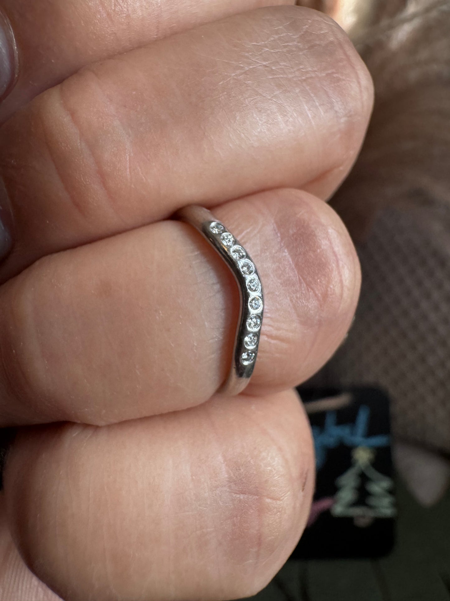 Tiffany&Co Platinum Curved Wedding Band with diamonds