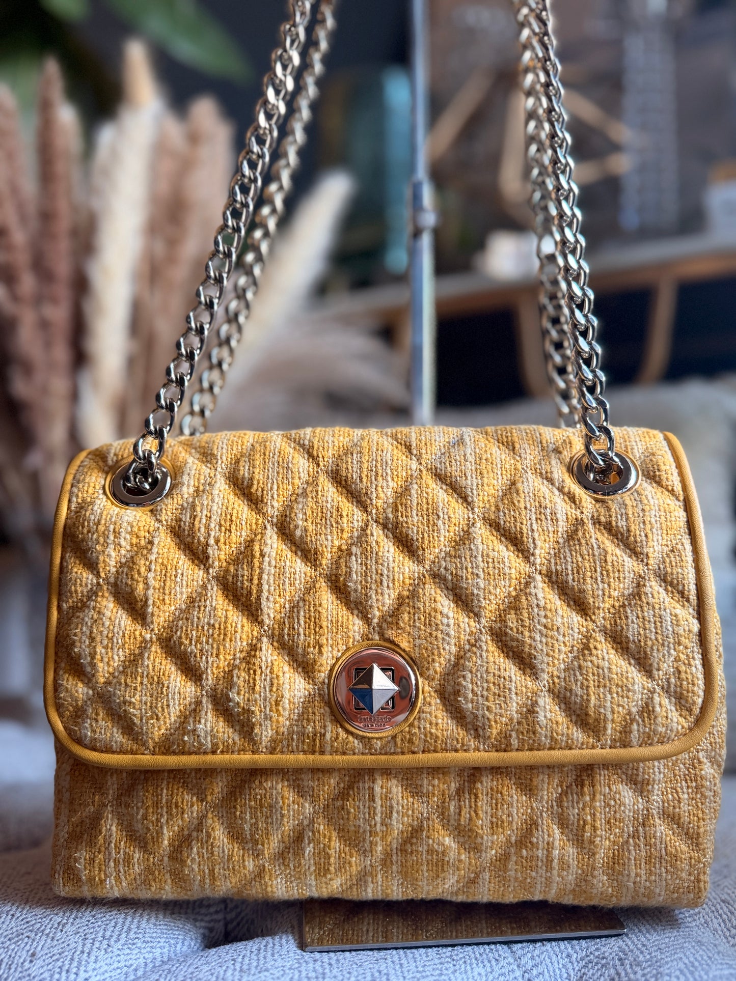 Kate Spade Quilted Chain-Handle Shoulder Bag in Mustard Yellow