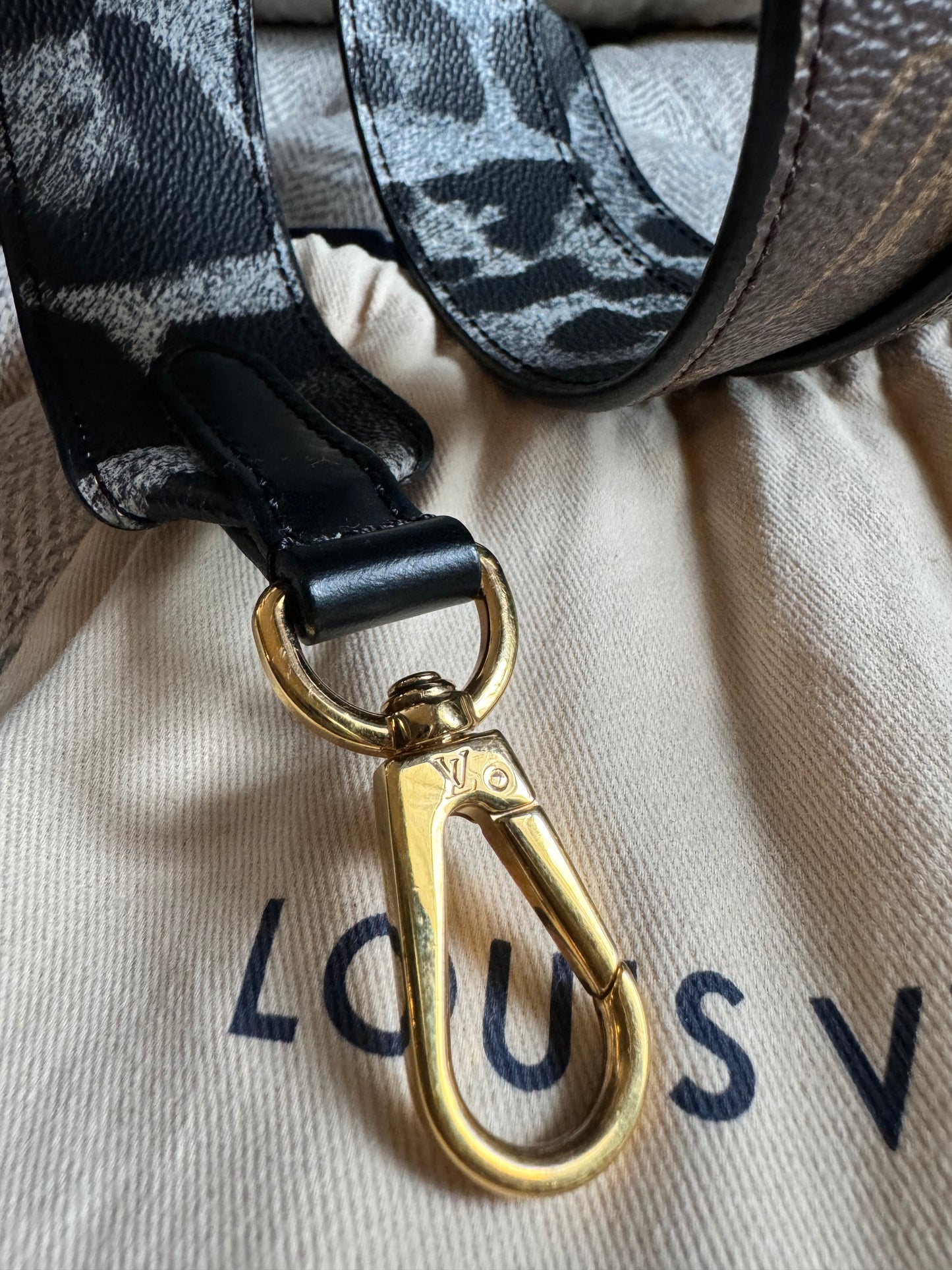 Louis Vuitton Monogram Animal Bandouliere Shoulder Strap Grey