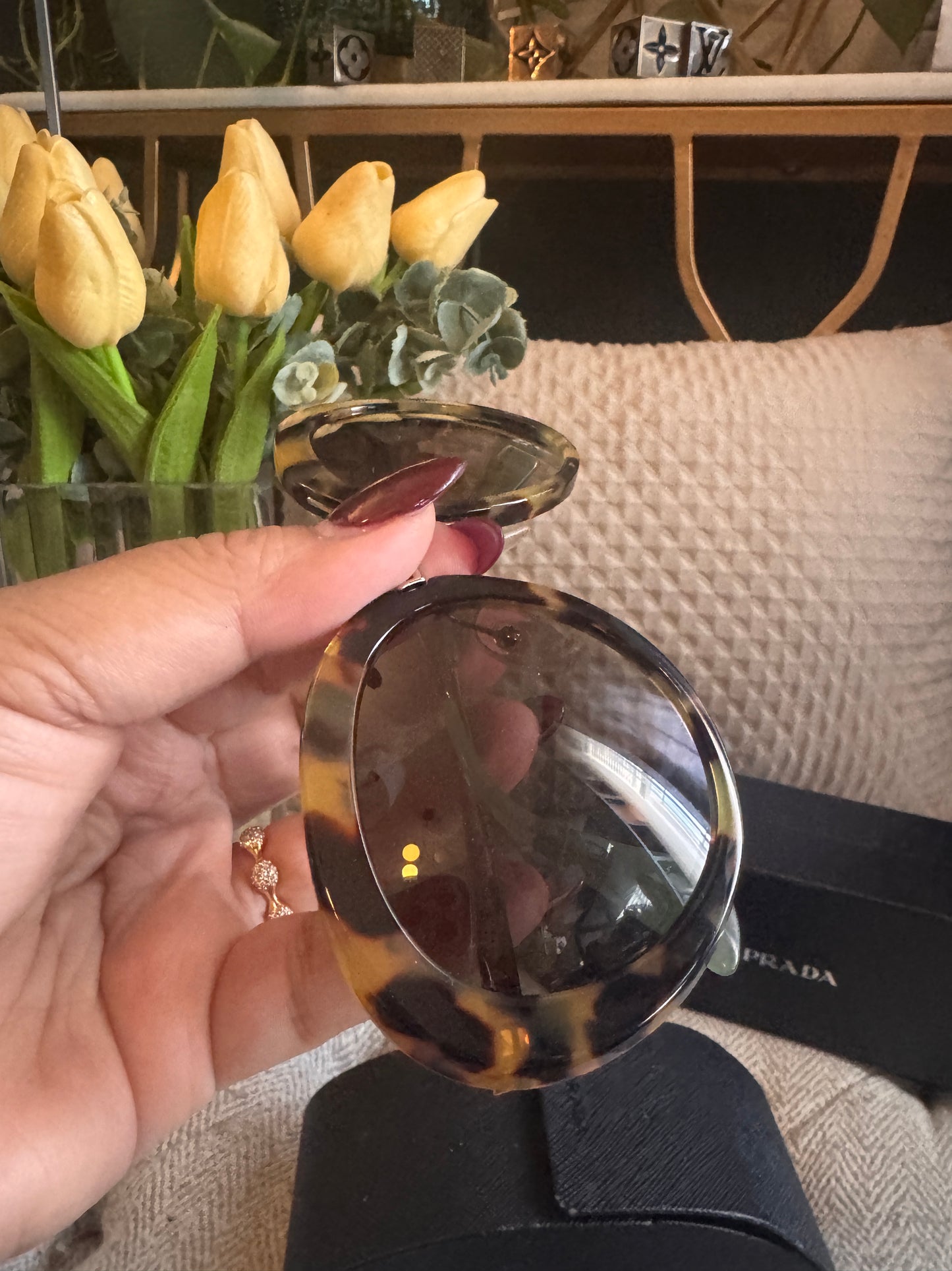 Prada Cinema Round in Leopard Frame and mint green accents
