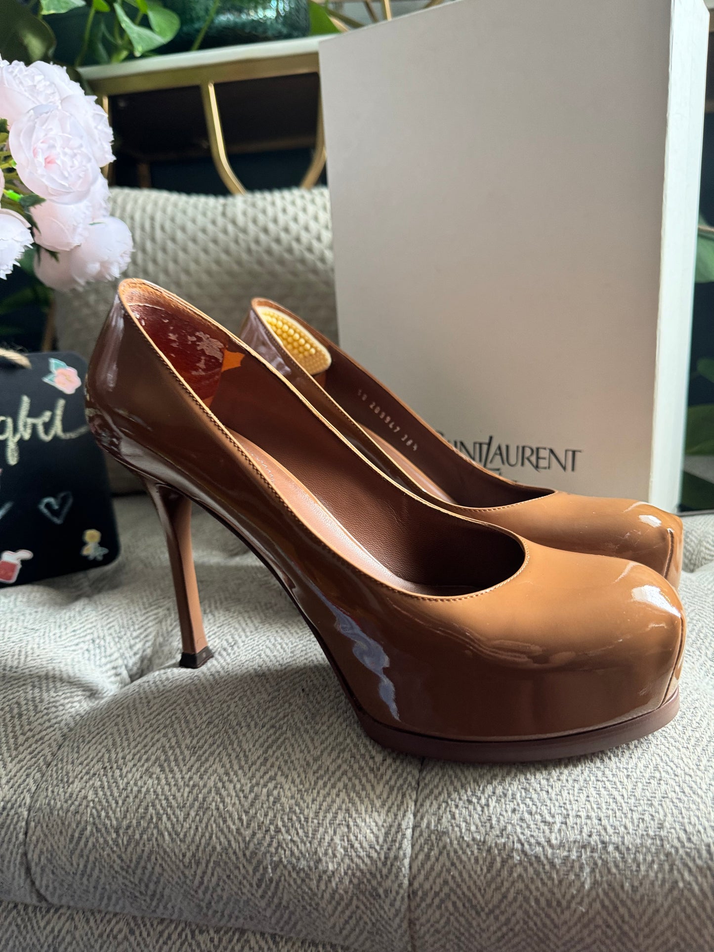 YSL Soft Nude Tribtoo 80 pump Vitello Vernice size 38.5