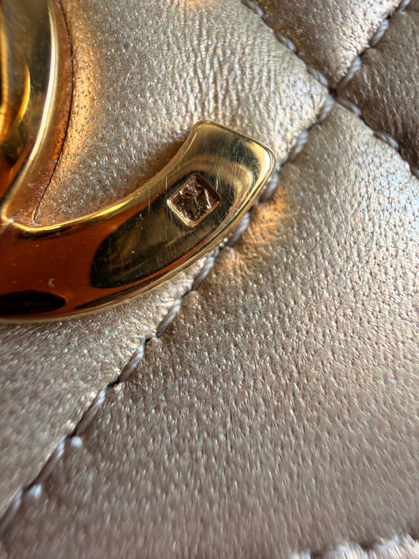 CHANEL Metallic Lambskin Quilted Mini Flap