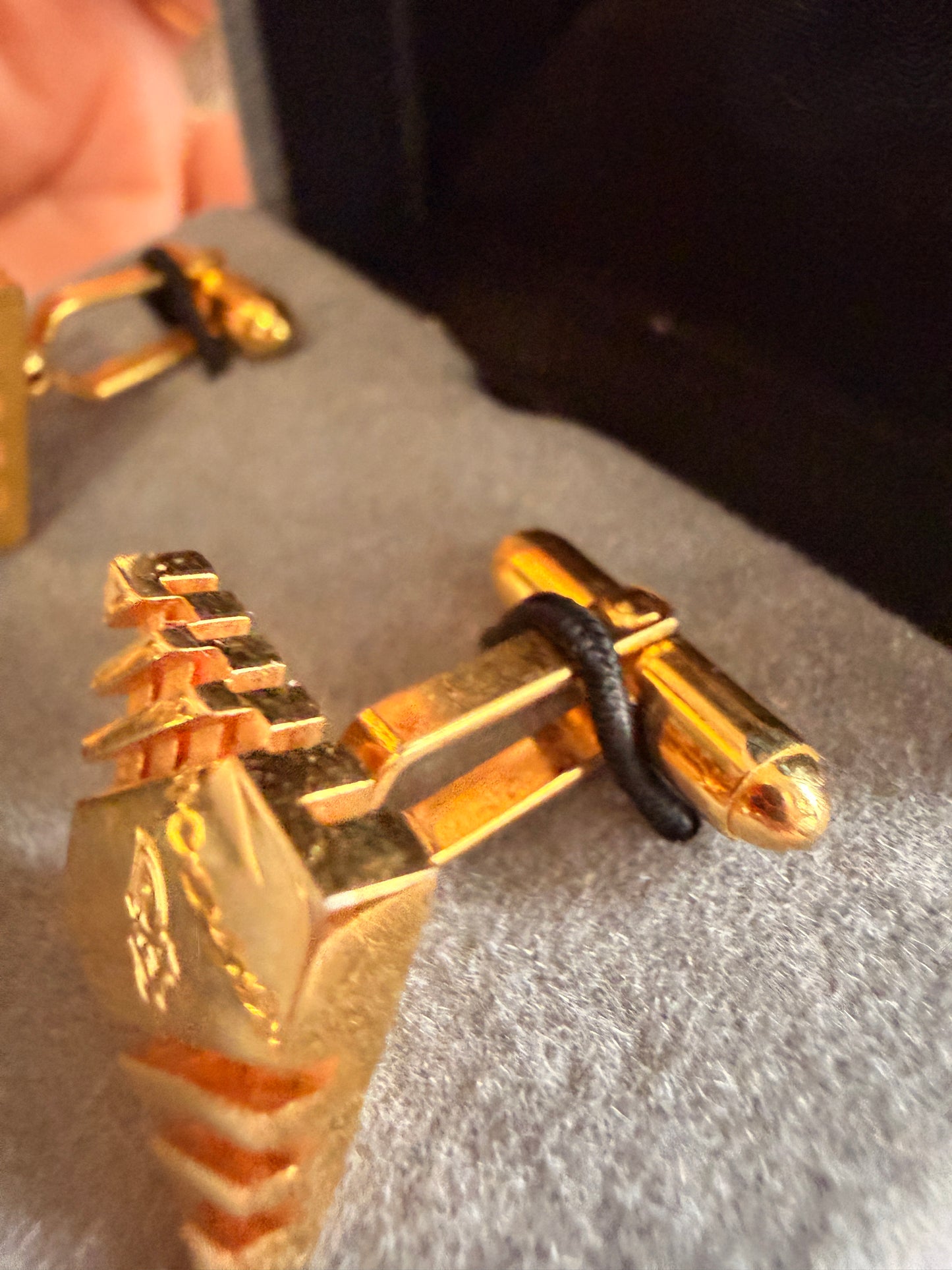 Christian Dior Vintage “Paris–New York” Cufflinks & Tie Tack Set (Gold Tone) | Dior Box Included