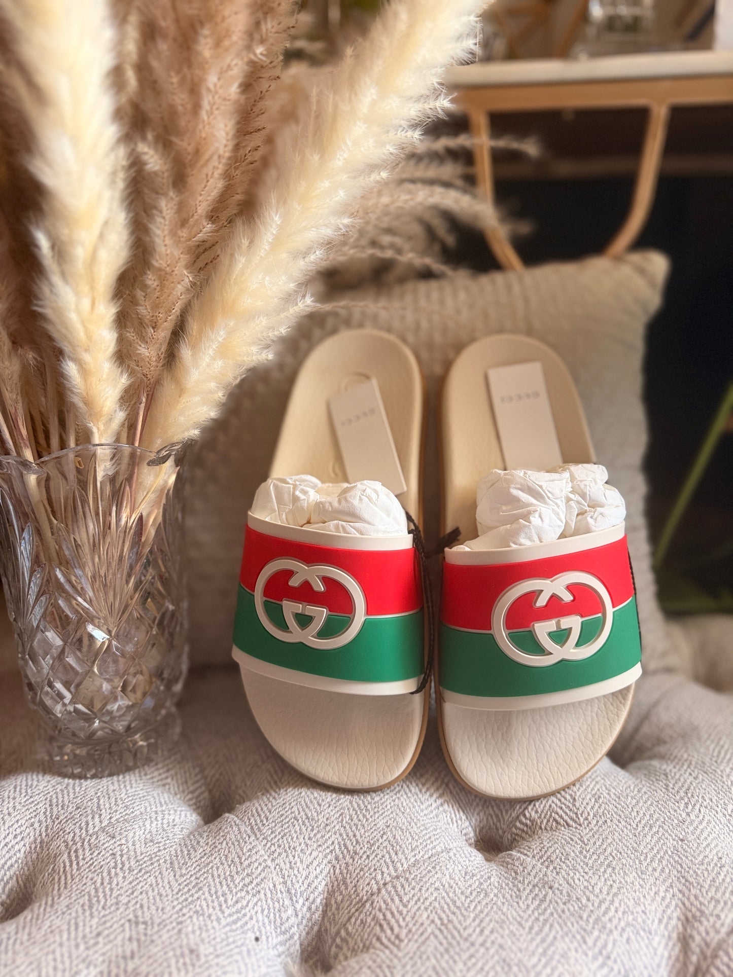 Gucci Interlocking Web Slides BRAND NEW