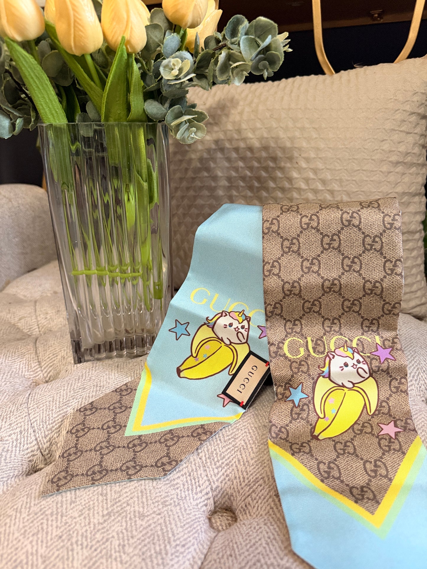 Gucci Bananya Scarf/Twilly Brand New
