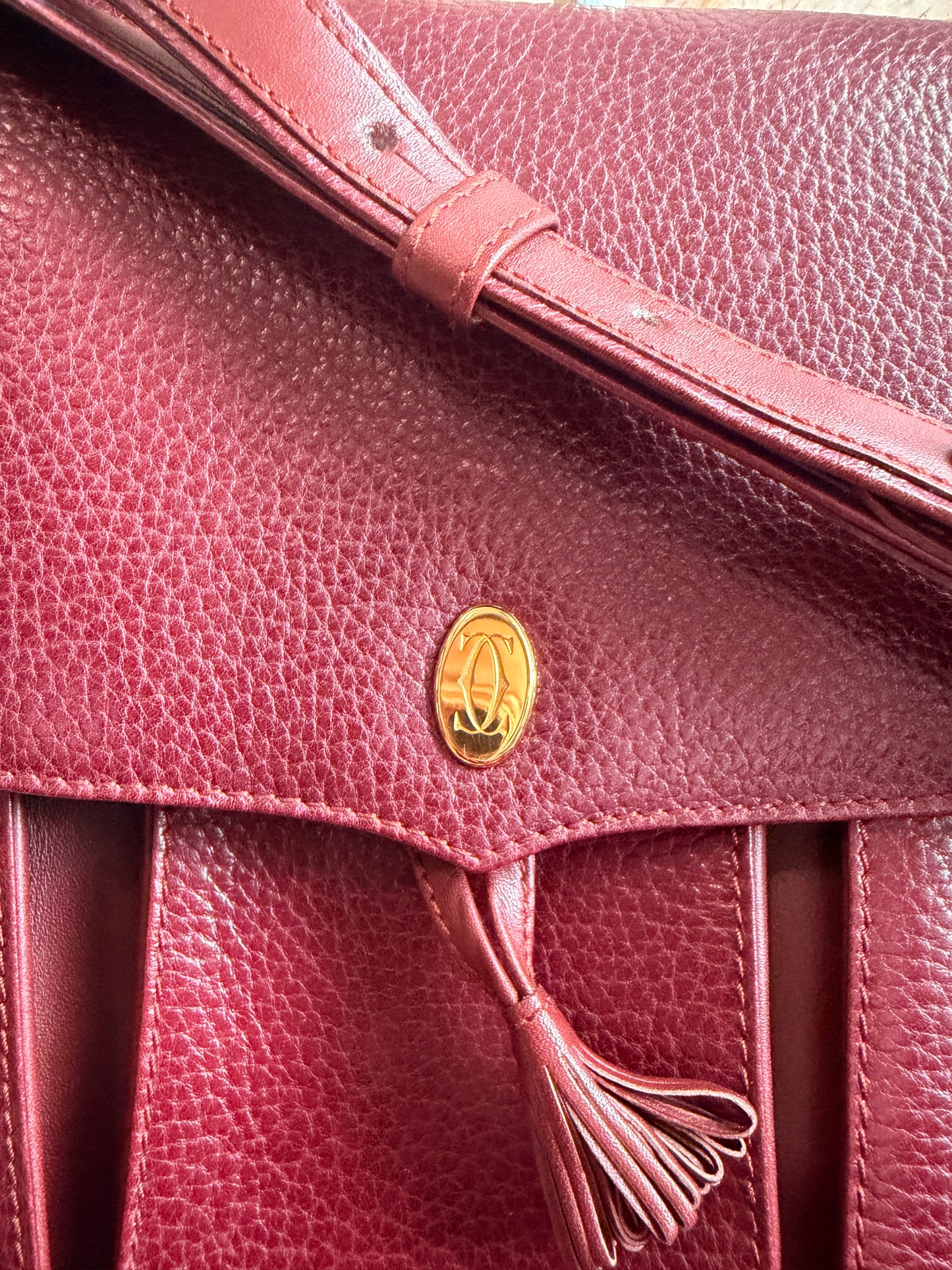 Cartier Vintage Burgundy Leather Crossbody