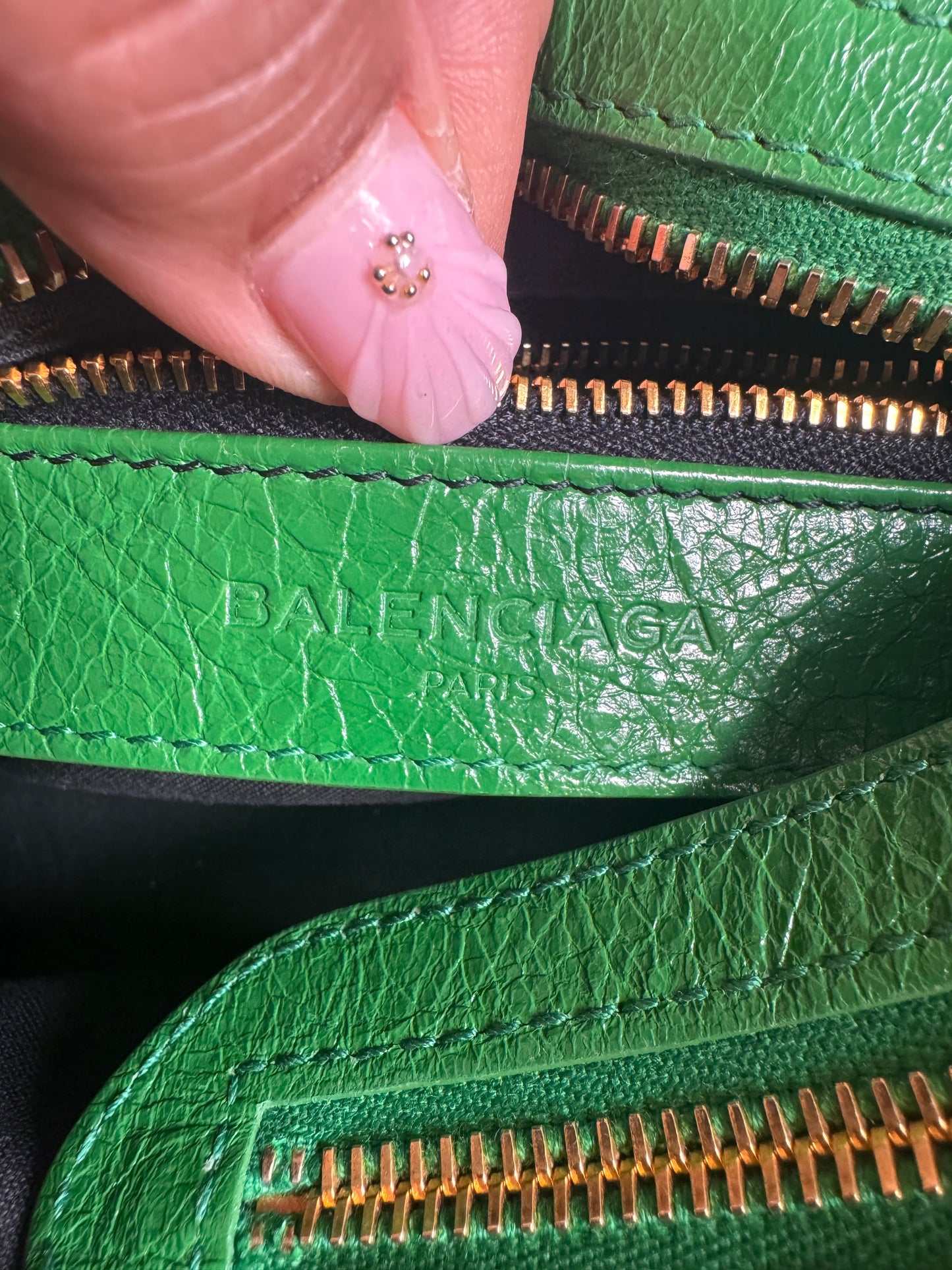 Balenciaga Mini City in Green with Gold Hardware