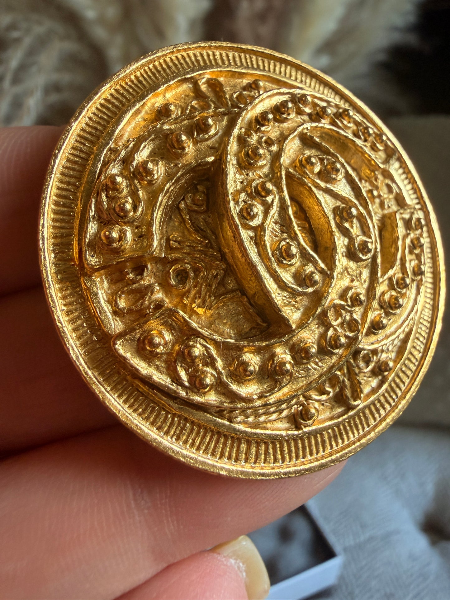 Chanel Vintage 24K Gold Plated Brooch