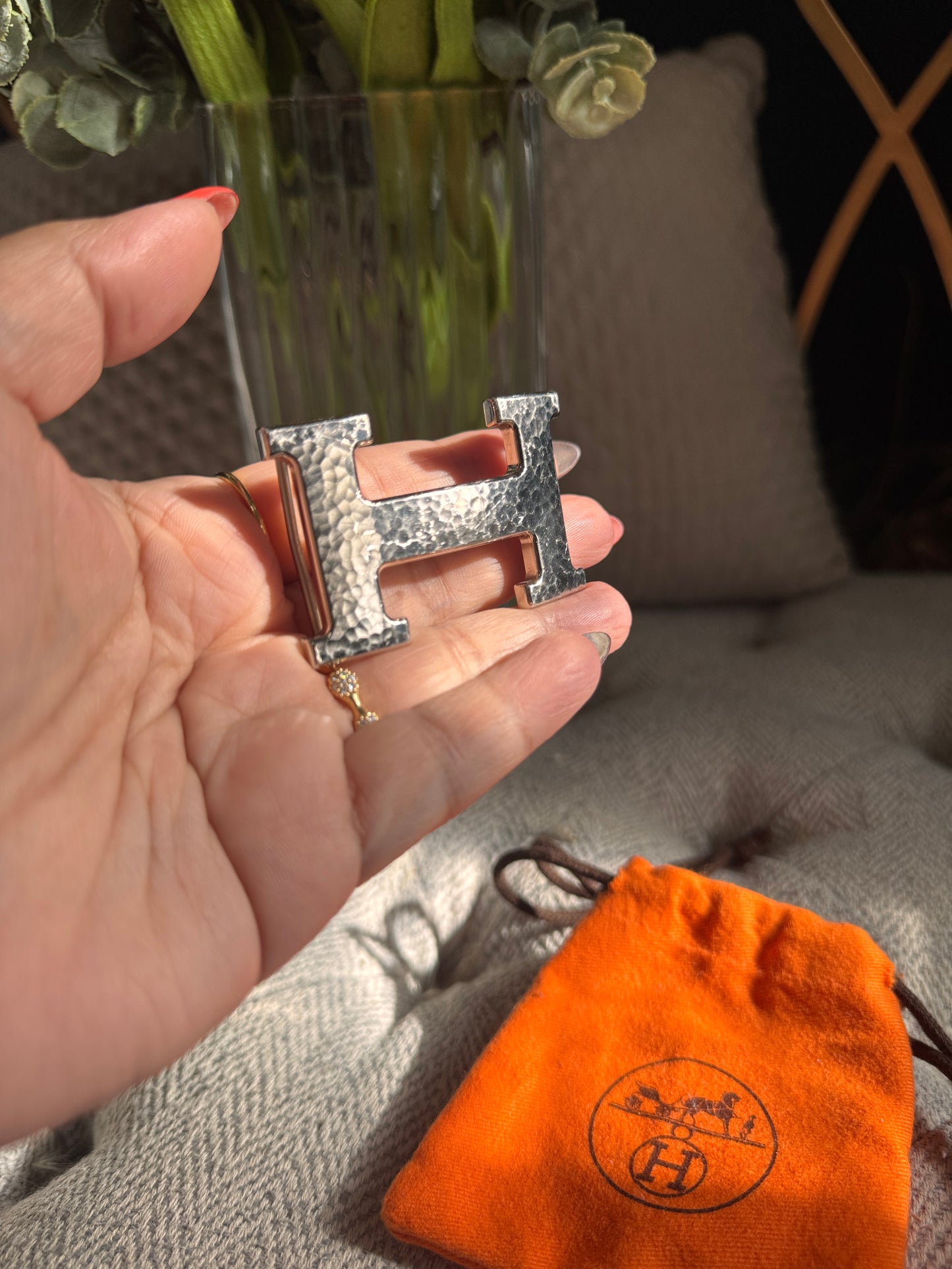 Hermes Belt Buckle Only in Hammered Finish