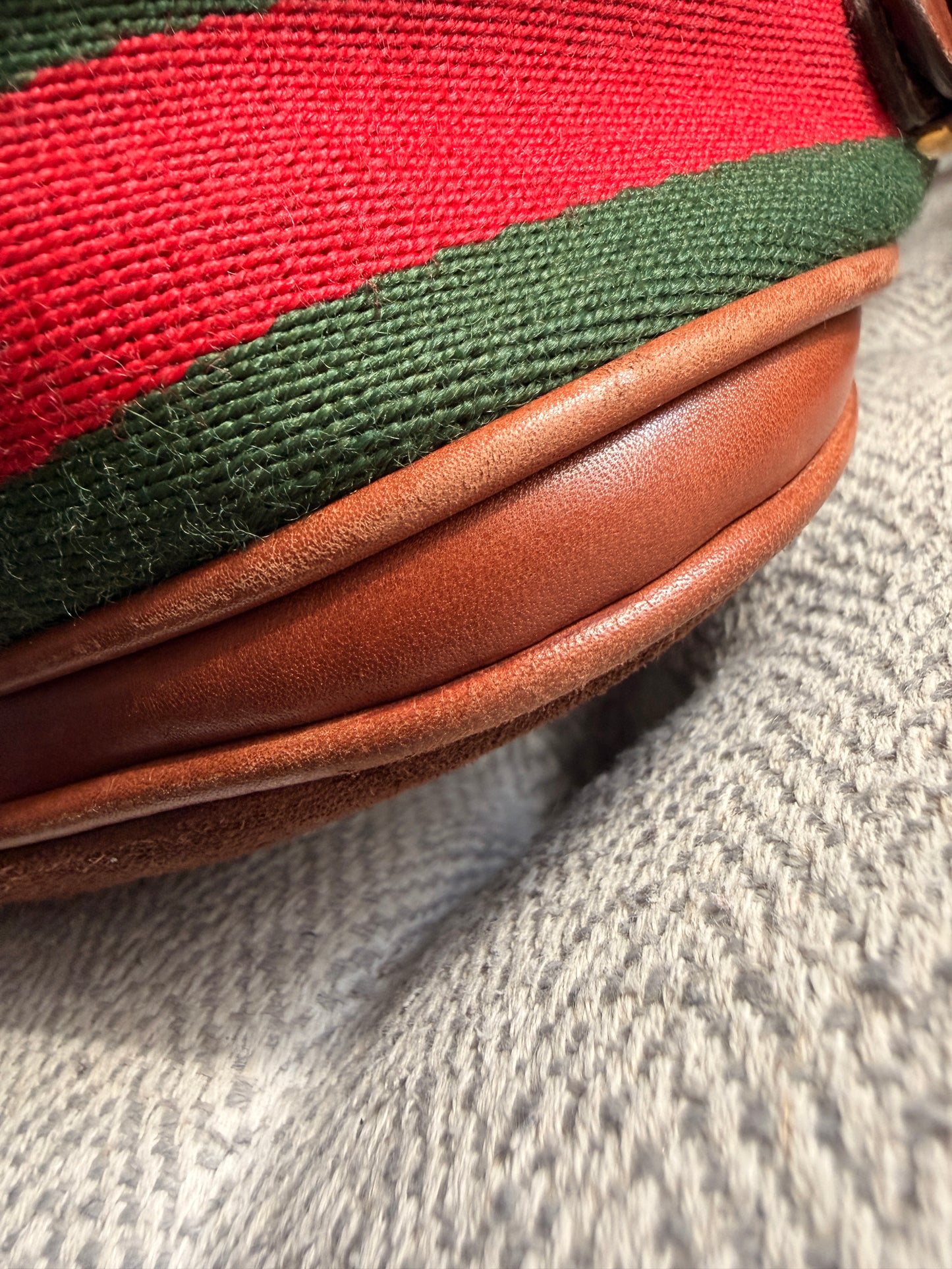 Vintage 70's GUCCI GG Monogram Flip Lock Brown Leather and Suede Hobo