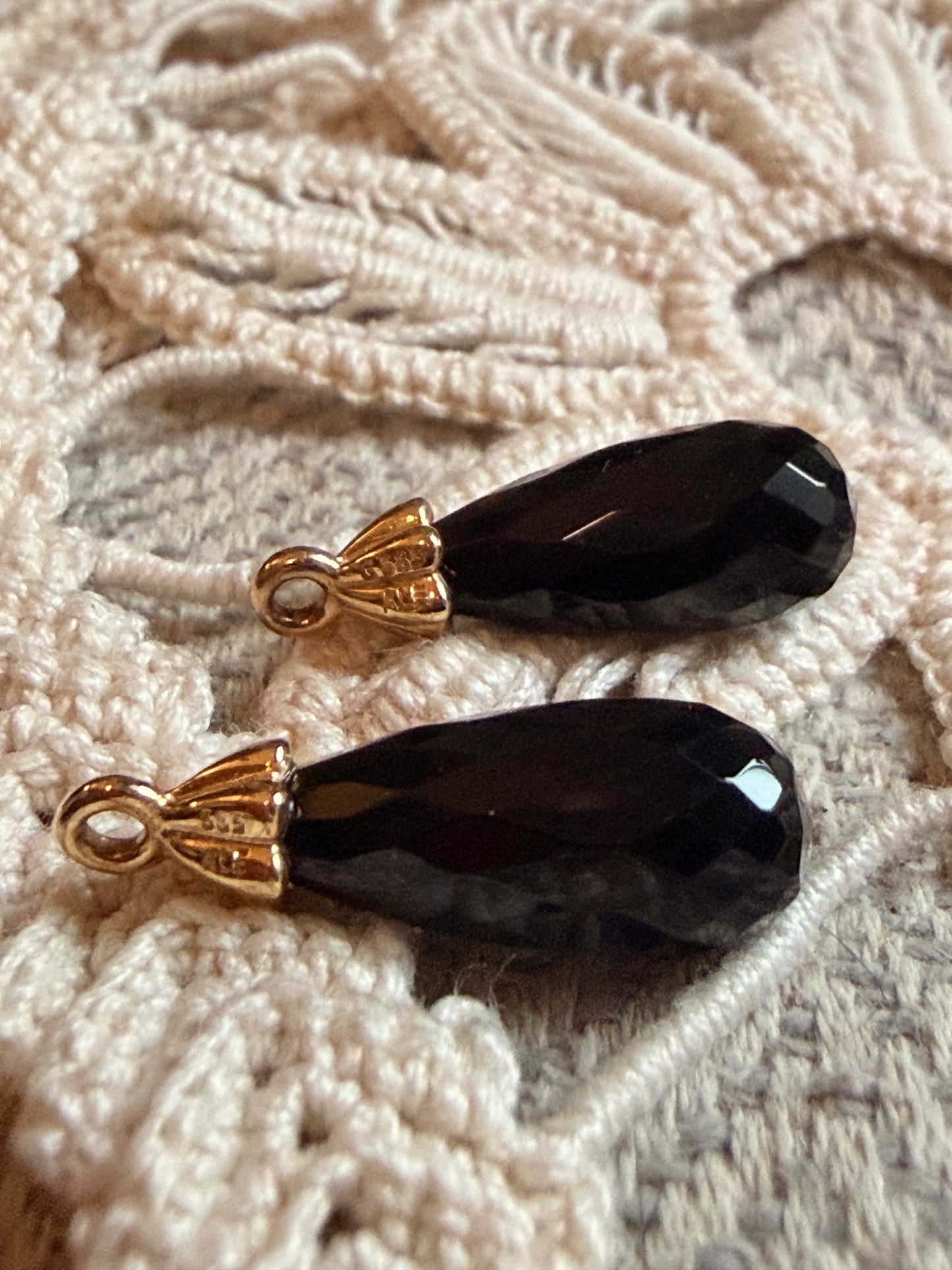 NEW💕 Pandora 14k Yellow Gold Onyx Compose earrings 250434ON