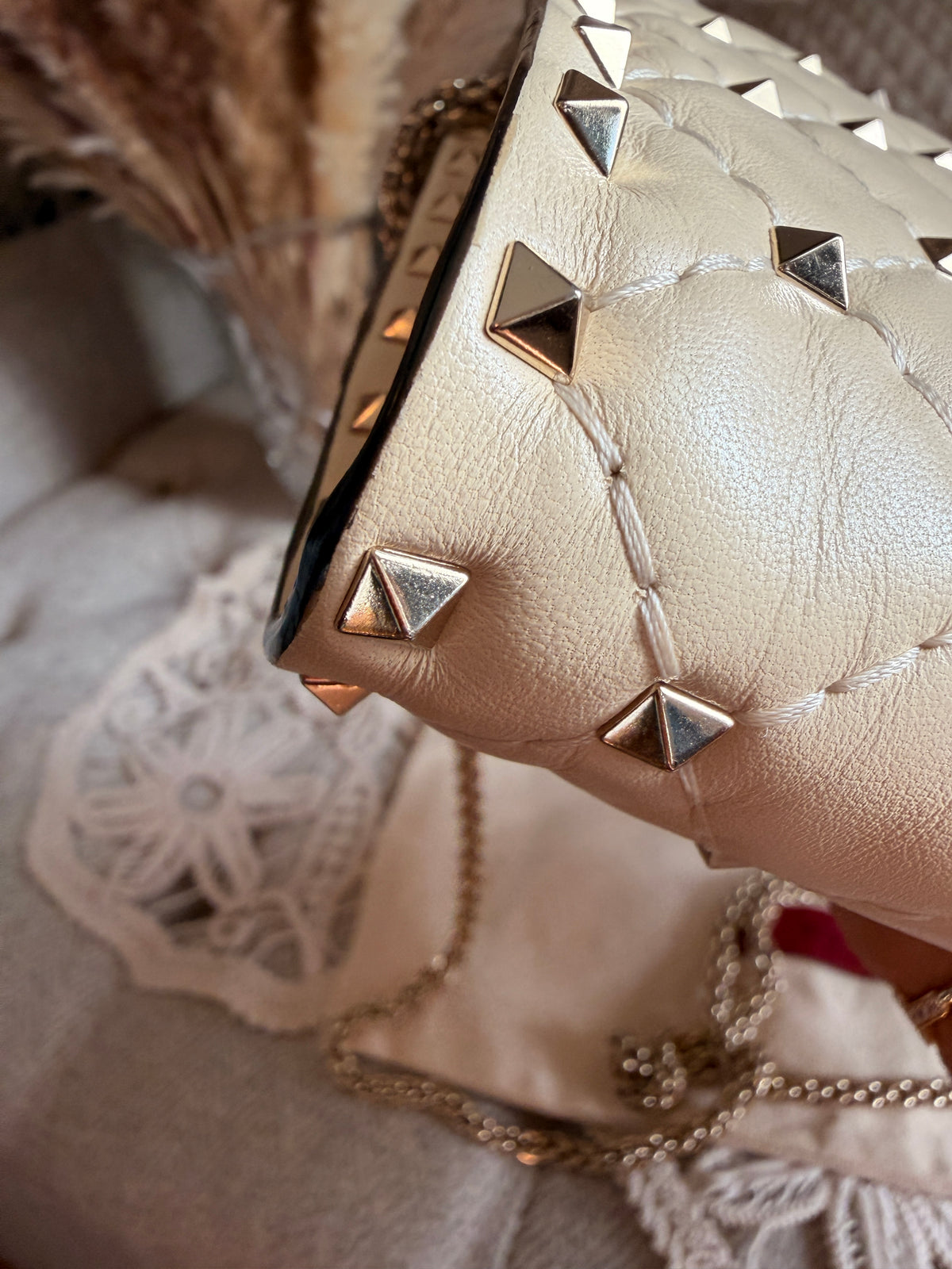 Valentino Rockstud Spike Leather Crossbody Clutch Bag