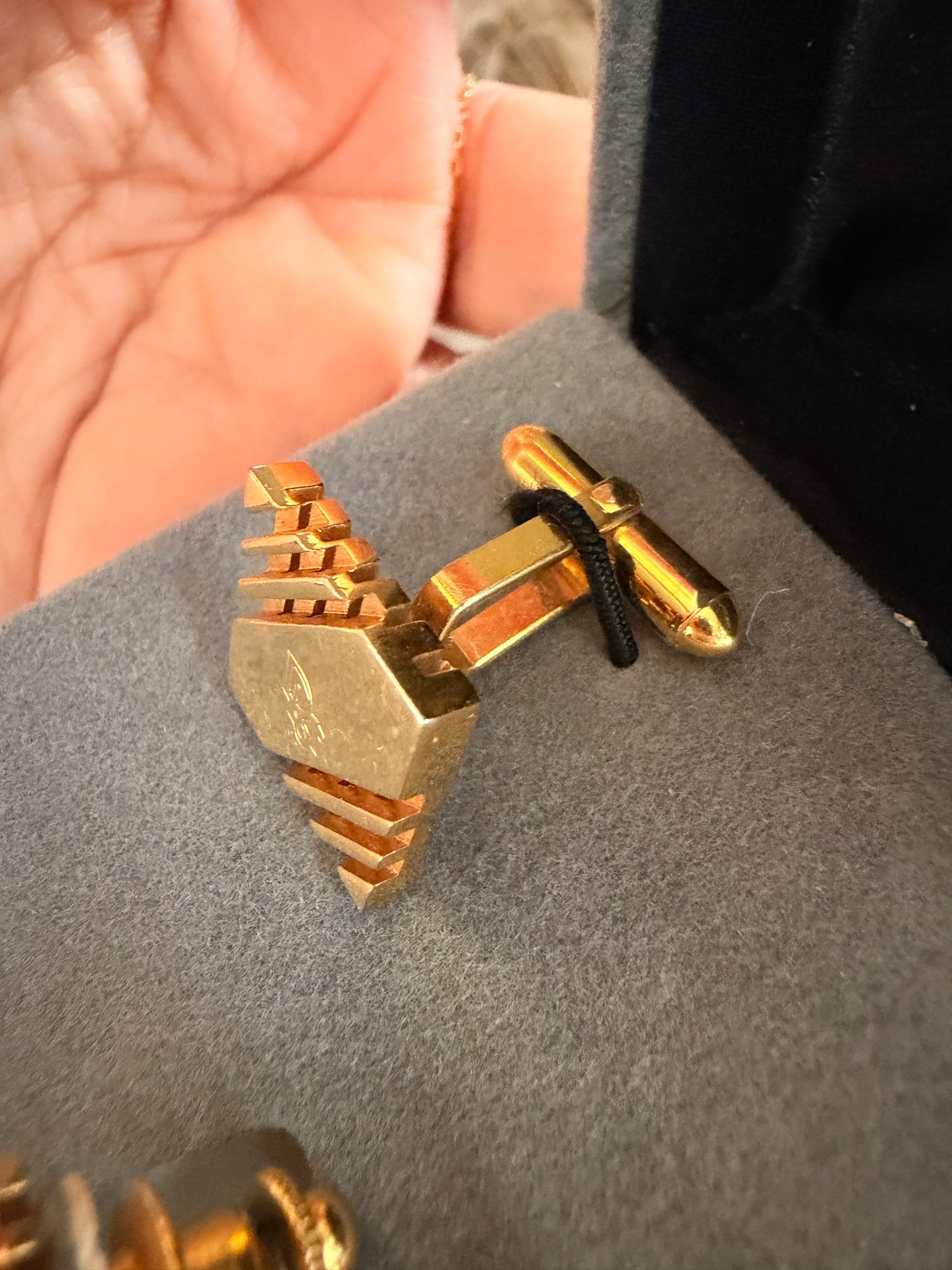 Christian Dior Vintage “Paris–New York” Cufflinks & Tie Tack Set (Gold Tone) | Dior Box Included