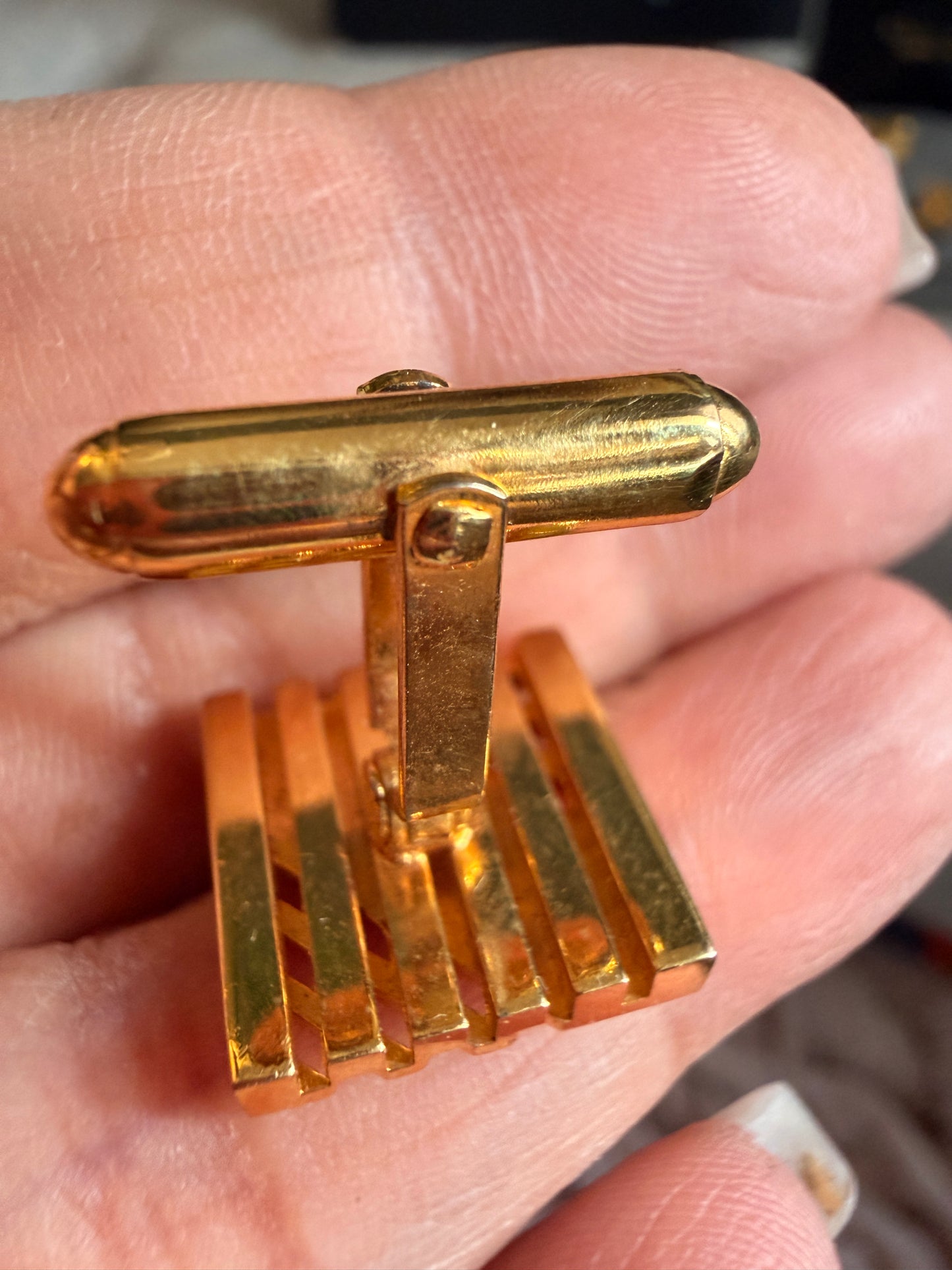 Christian Dior Vintage “Paris–New York” Cufflinks & Tie Tack Set (Gold Tone) | Dior Box Included
