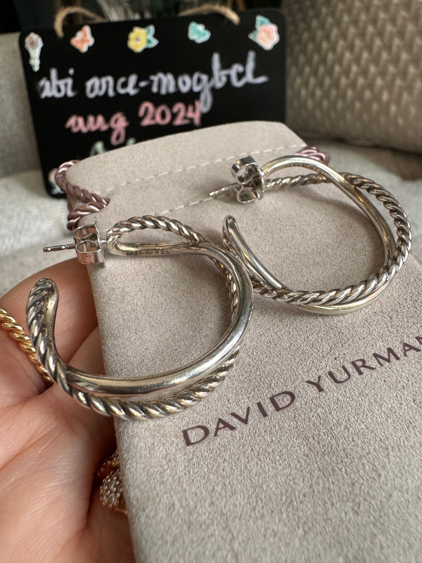 David Yurman Sterling Silver Crossover Hoop Earrings