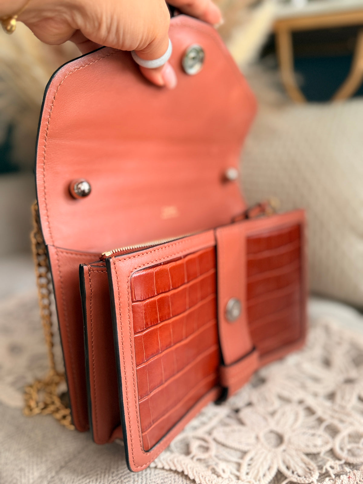 Chloe Aby Chain Bag -Croc Embossed