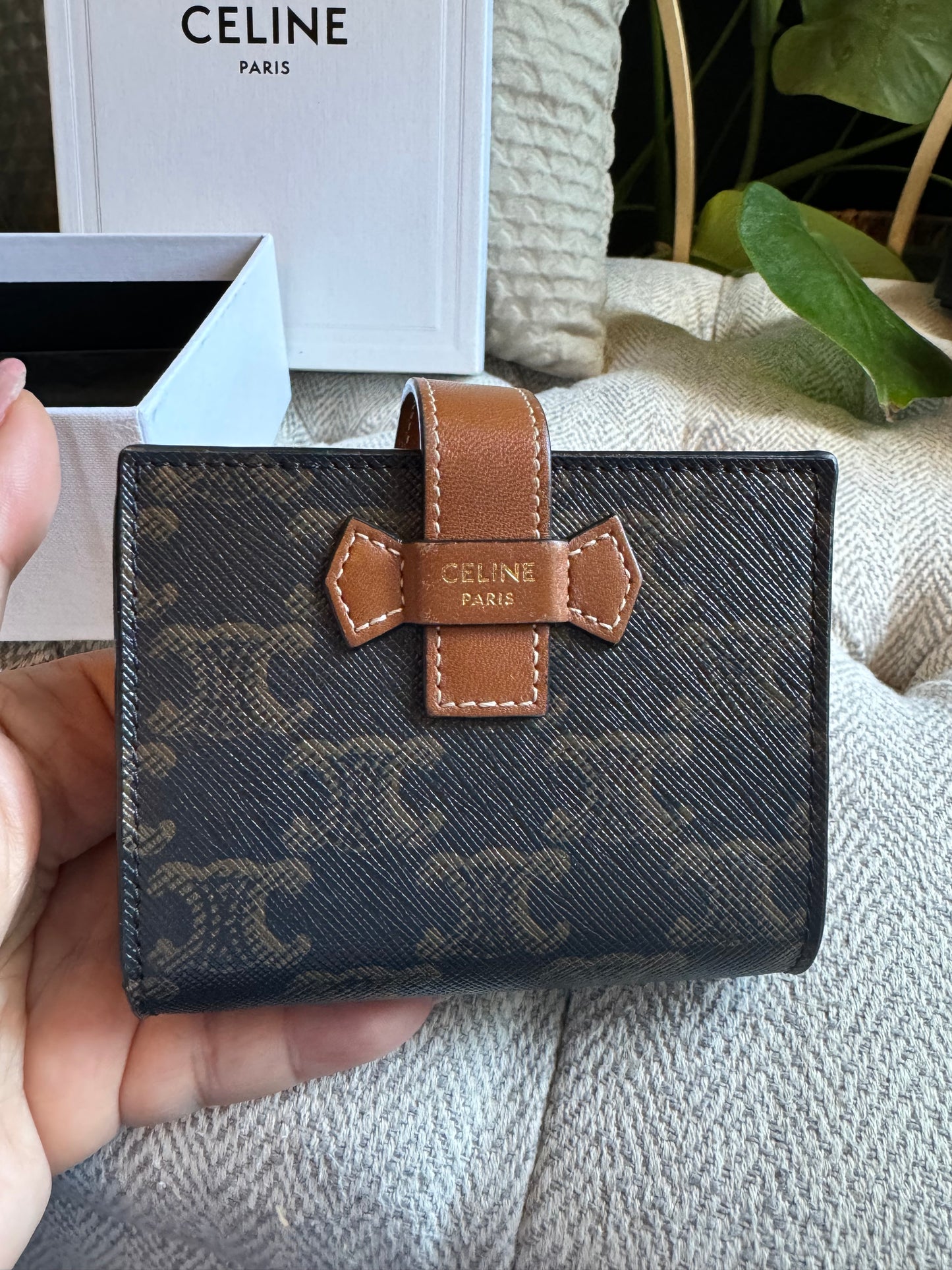 Celine SMALL WALLET IN TRIOMPHE CANVAS AND LAMBSKIN