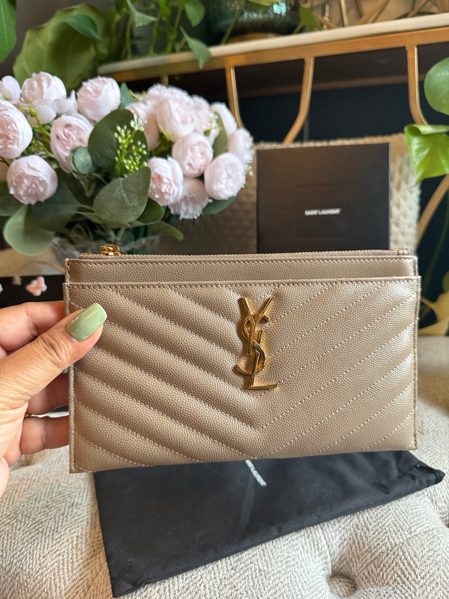 YSL Beige Bill Pouch