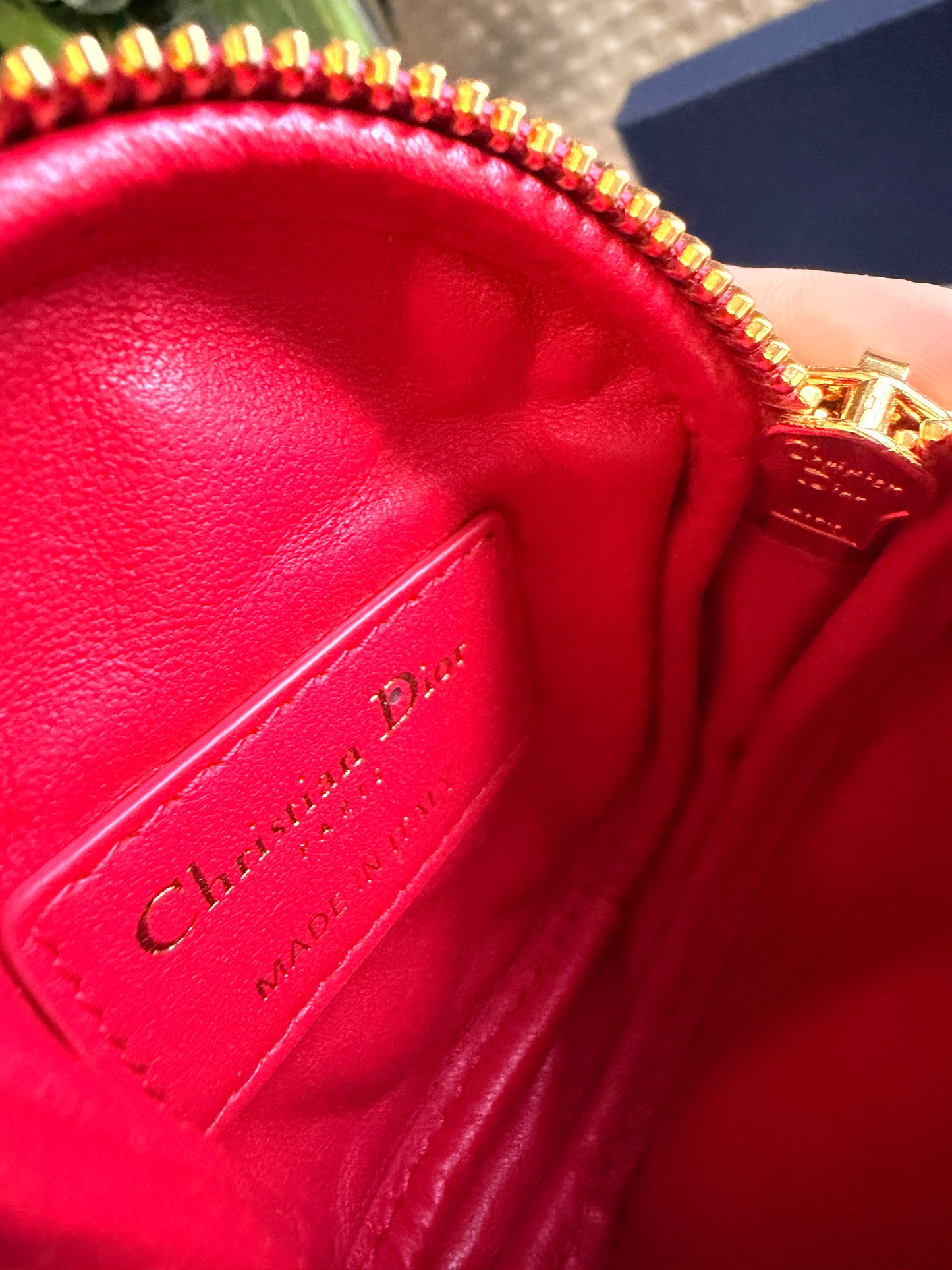 CHRISTIAN DIOR
Red Cannage Quilted Leather Mini Caro Coin Purse