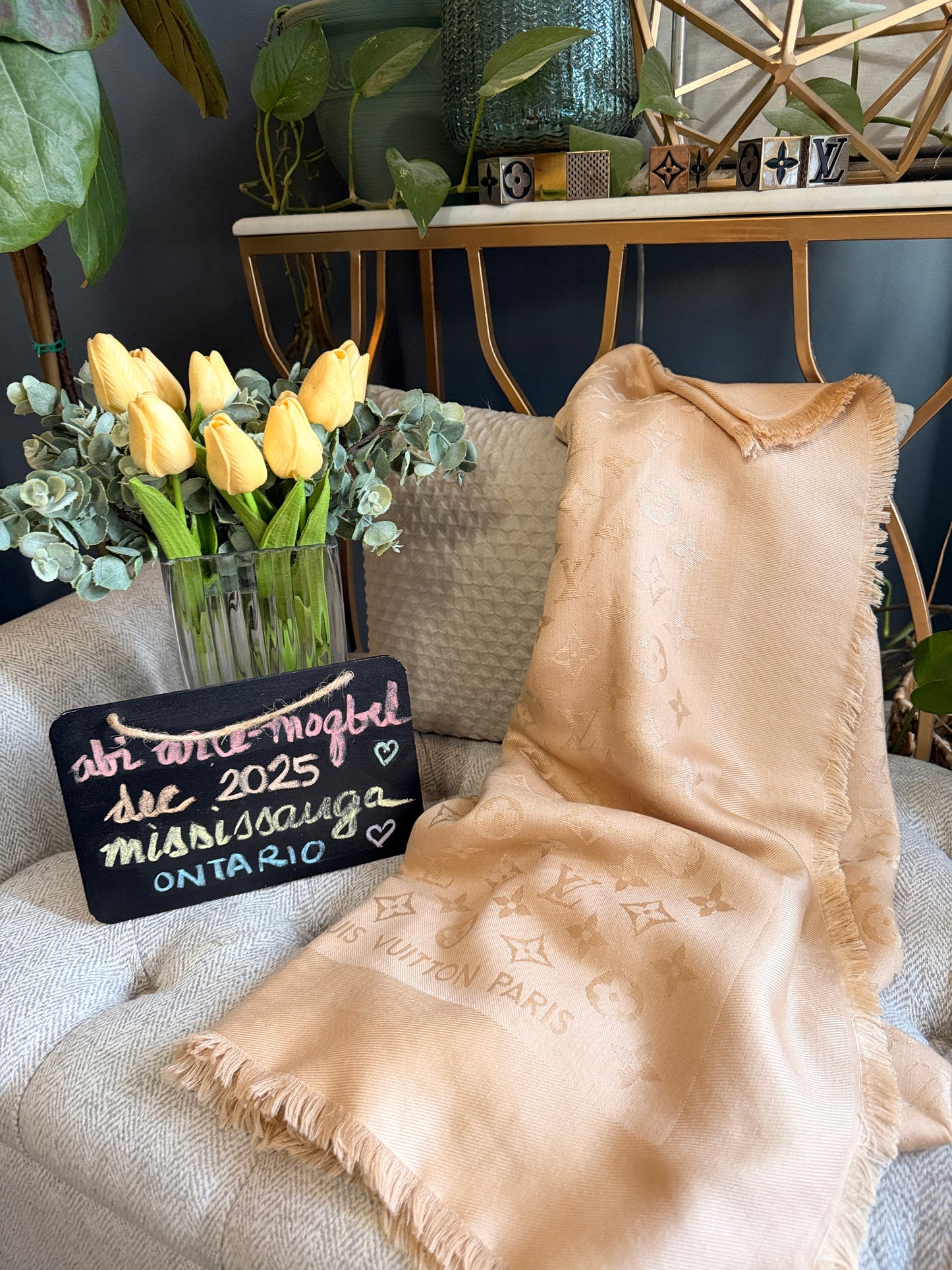 Louis Vuitton Classic Monogram Stole in Beige Clair