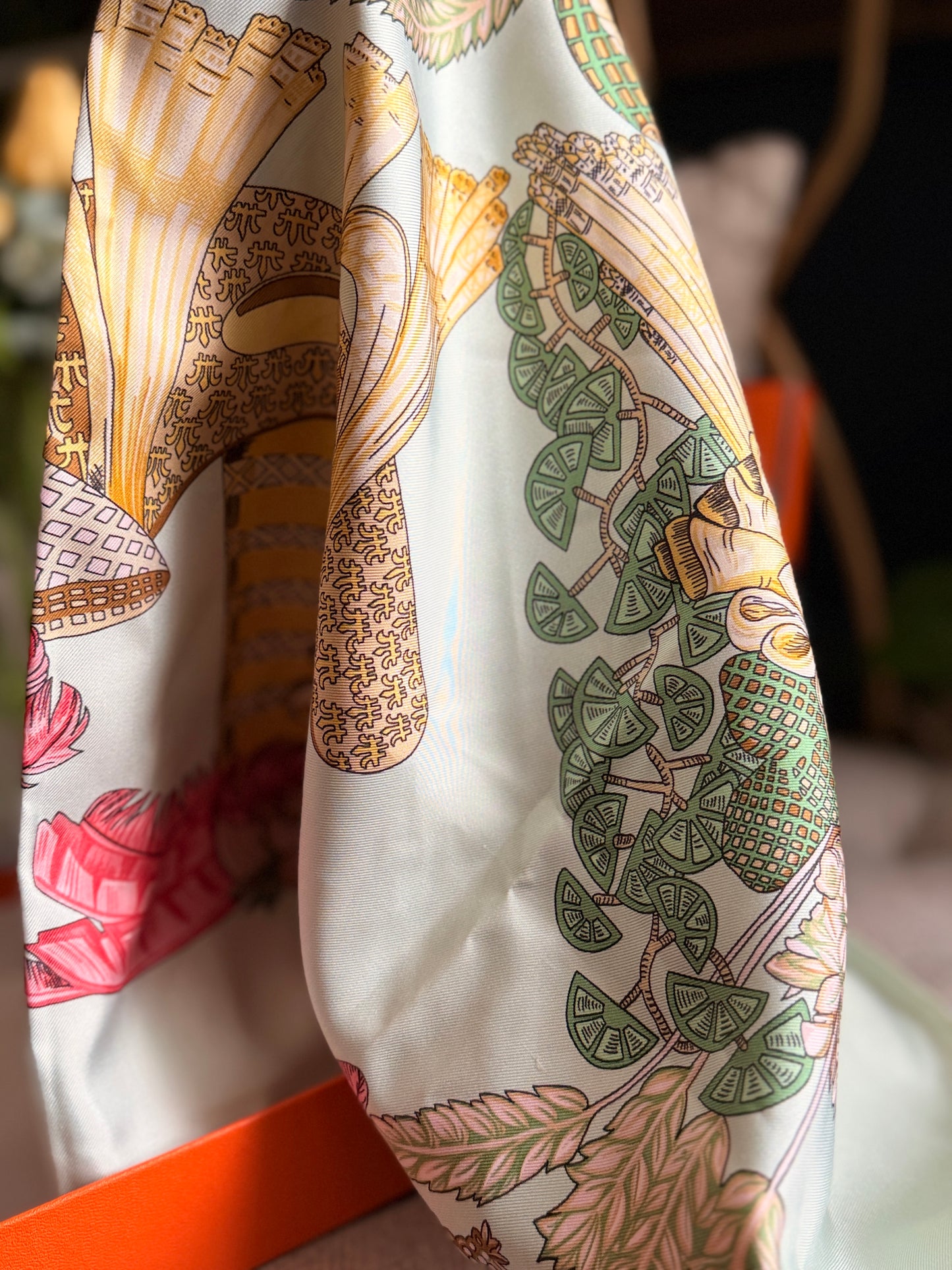 Hermes Multicolor Carré 90 silk handkerchief circa 90's Collection.