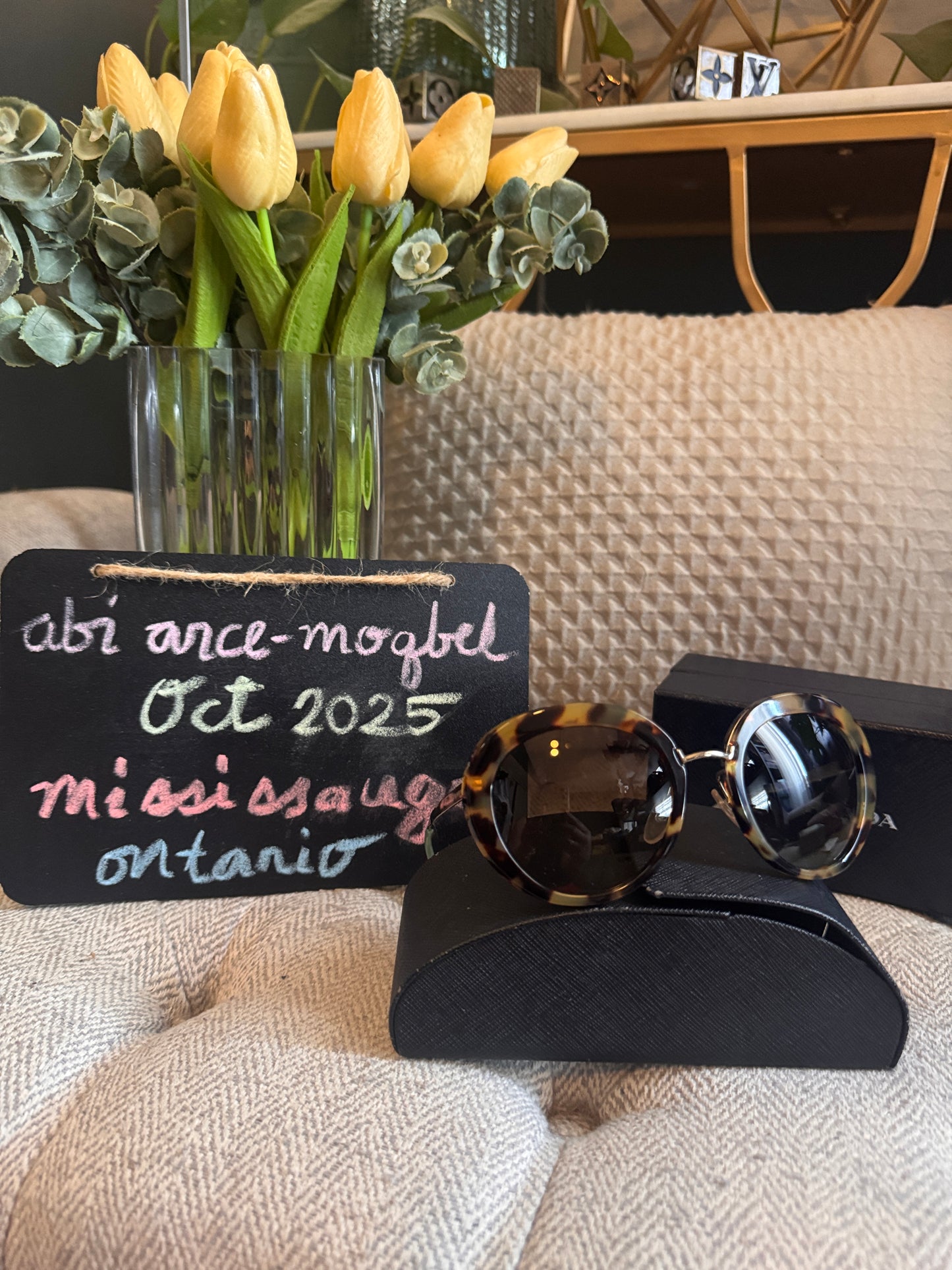 Prada Cinema Round in Leopard Frame and mint green accents