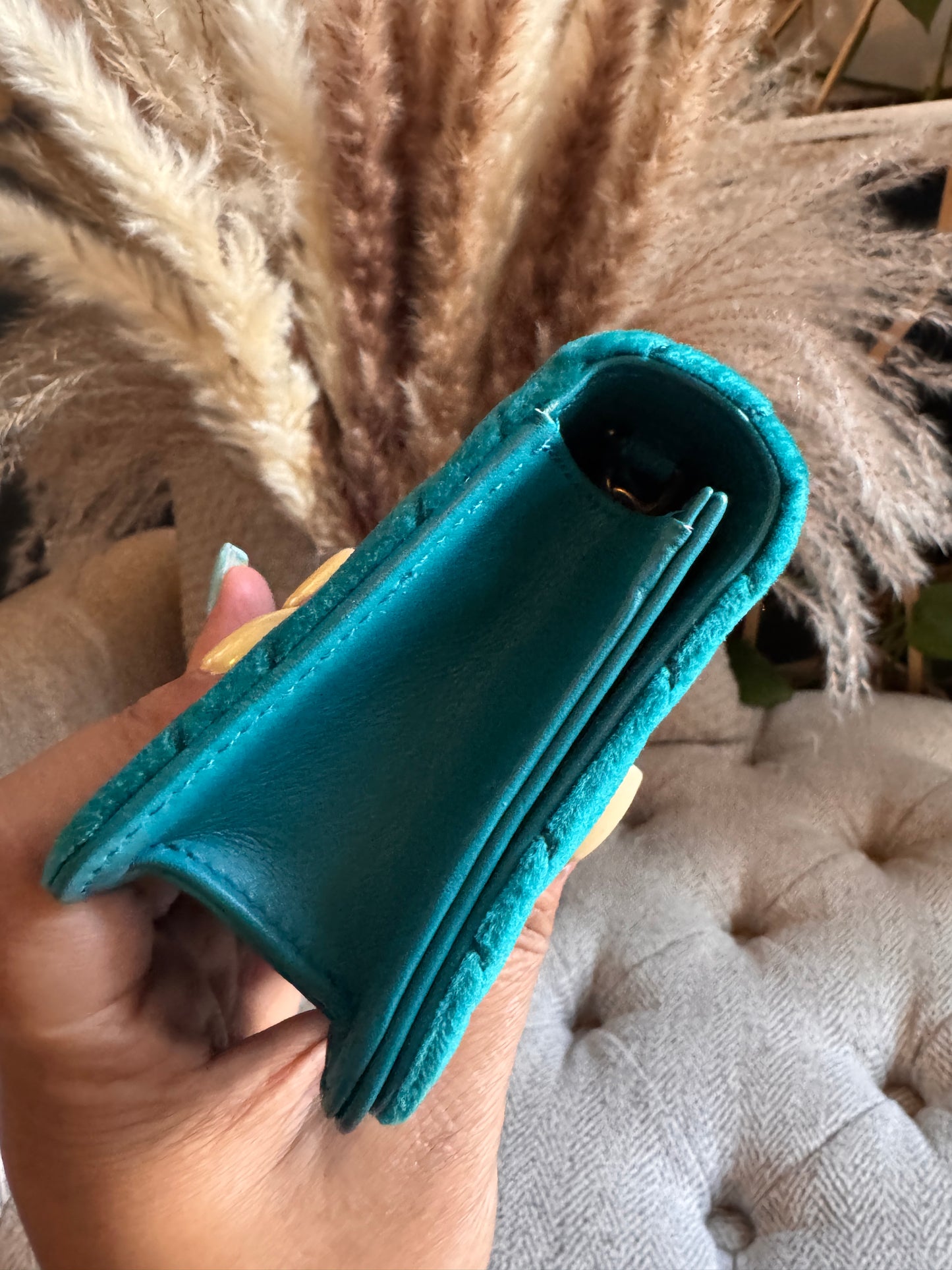 Gucci Velvet Matelasse GG Marmont Mini Bag Pavone Cyan