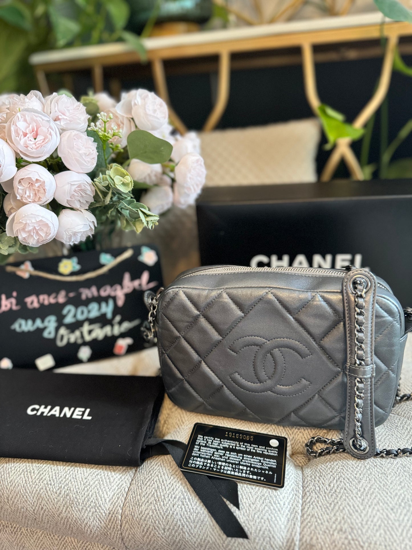 Chanel Diamond Stitch Camera Bag in Dark Silver Grey