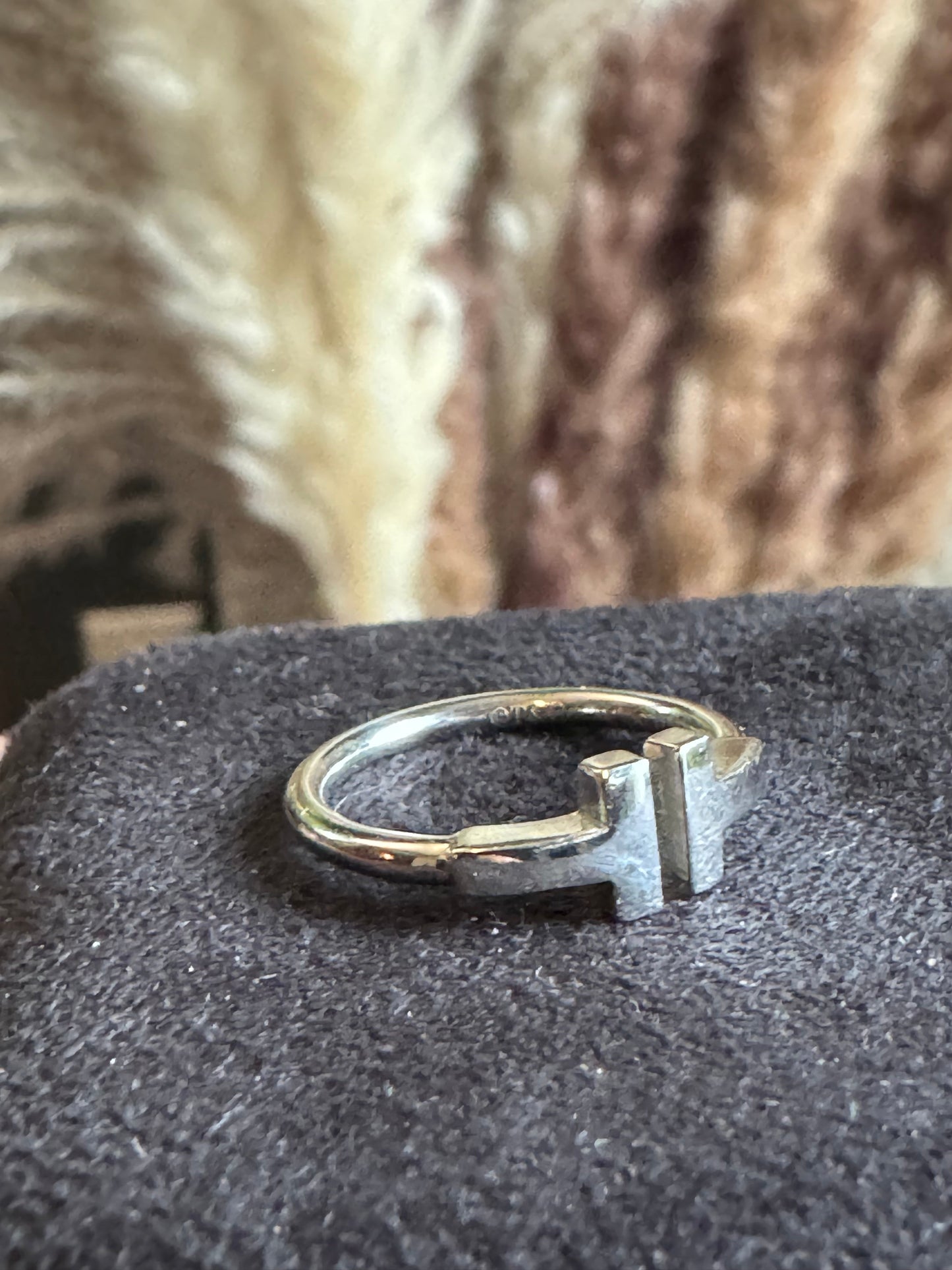 Tiffany&Co T Wire Ring in White Gold sz4.25