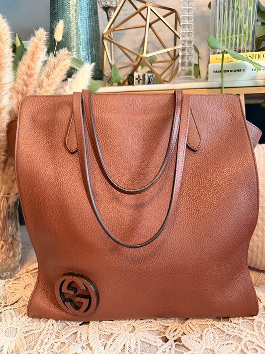 Gucci Leather Interlocking GG Tote