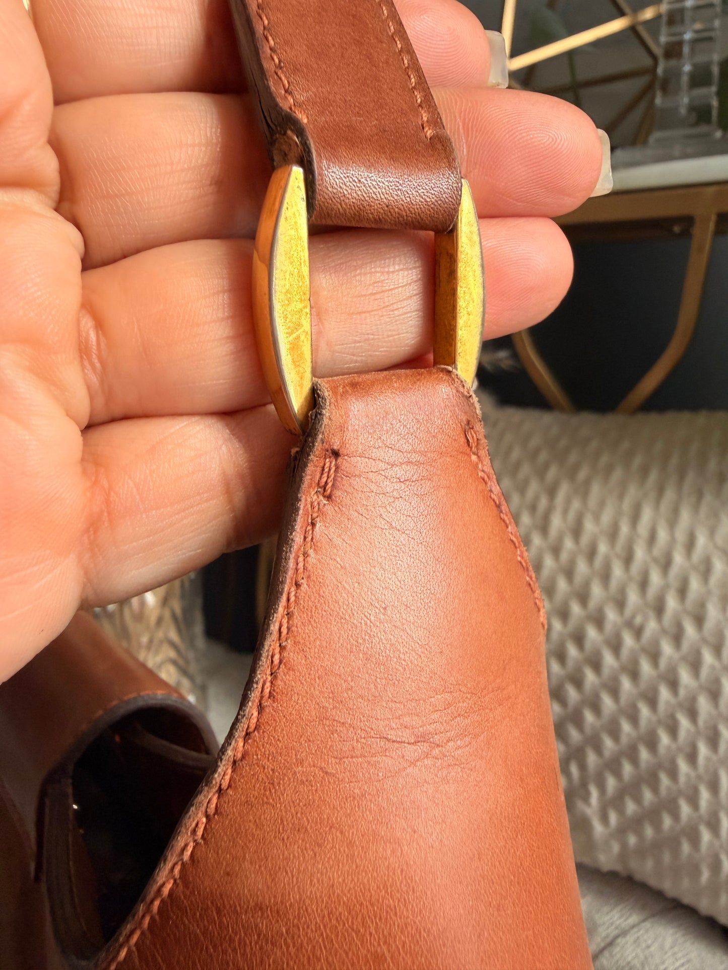 Vintage 70's GUCCI GG Monogram Flip Lock Brown Leather and Suede Hobo