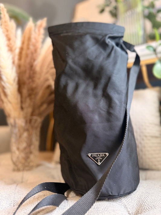 Prada Tessuto Black Nylon Shoulder Bag /Bottle Holder