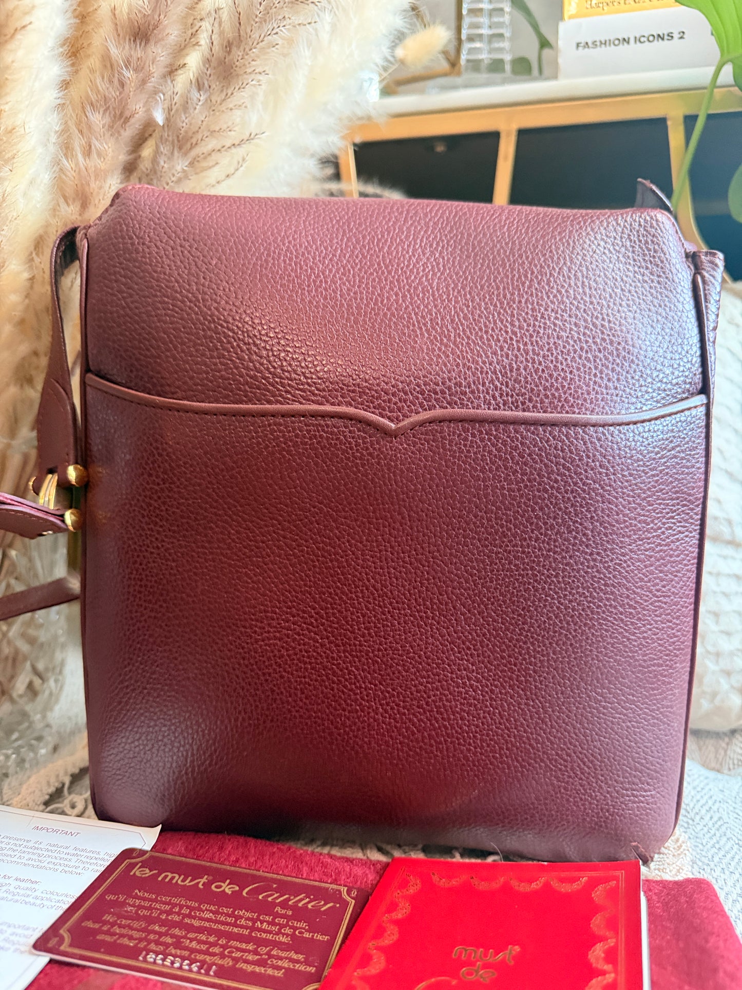 Cartier Vintage Burgundy Leather Crossbody