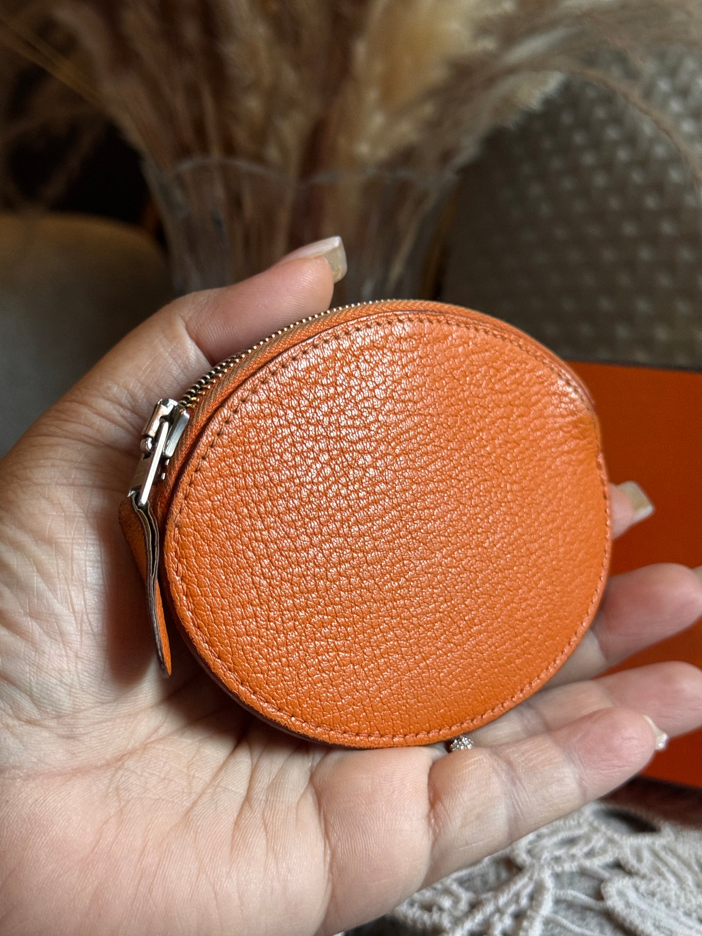 Hermès Orange Chèvre Mysore Coin Purse